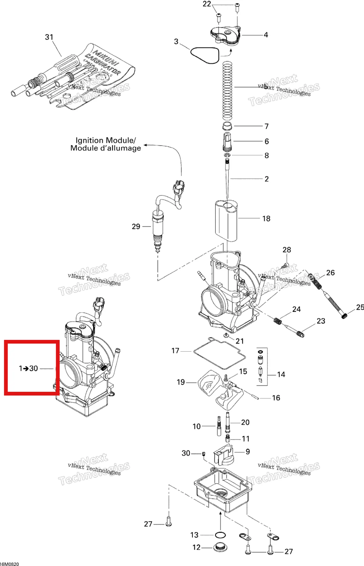 Деталь 403138796 (Деталь Carburator Tmx38-66) на схеме узла 2008 Ski-Doo MX Z 600RS Carburetor