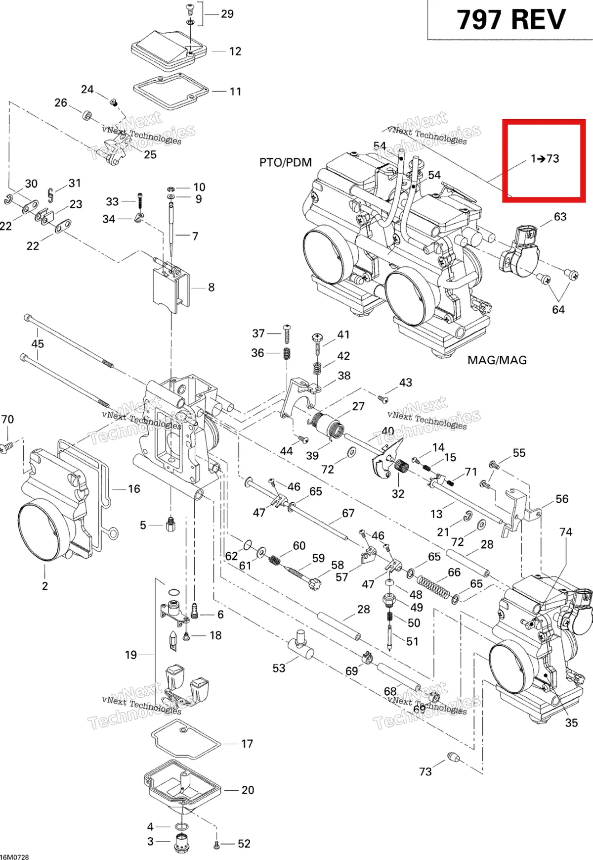 Деталь 403138797 на схеме узла 2007 Ski-Doo Summit X Carburetor