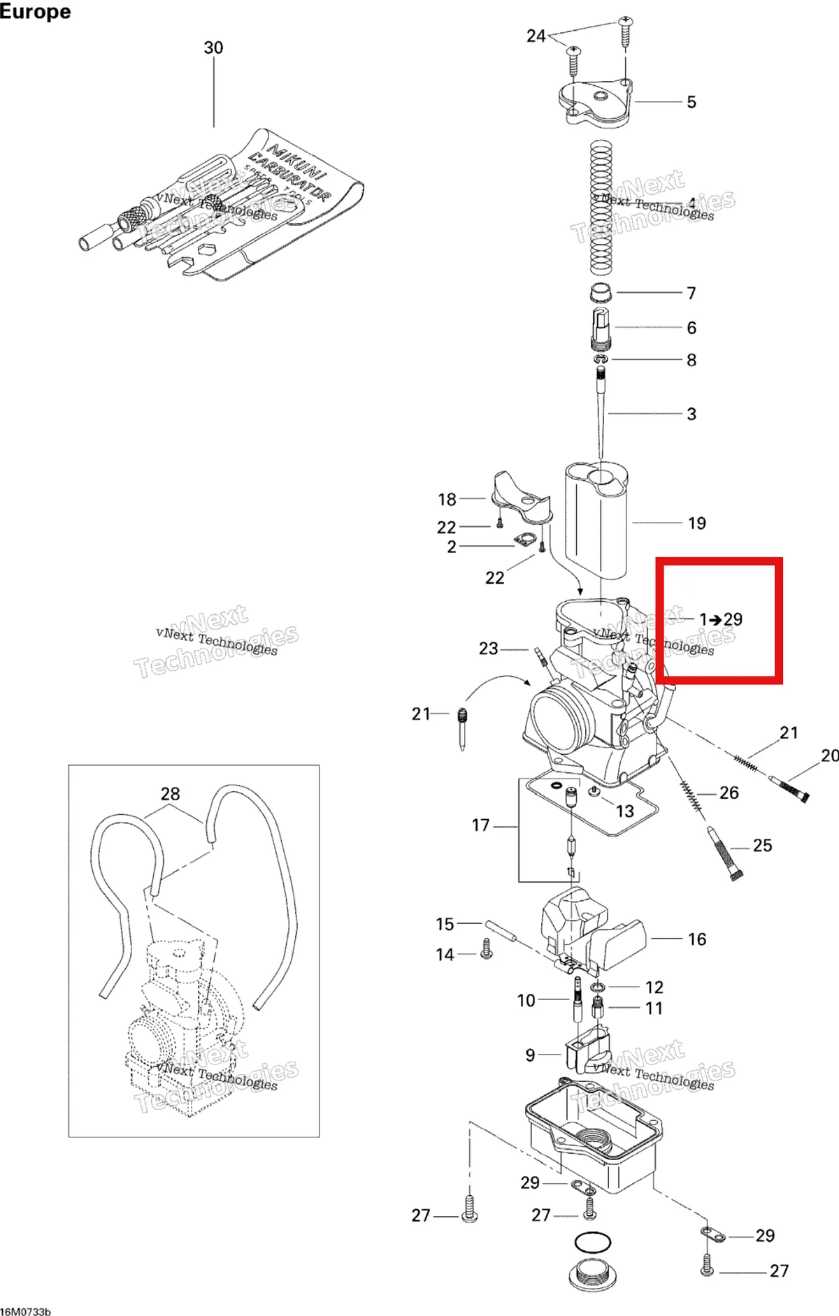 Деталь 403138799 на схеме узла 2007 Ski-Doo MX Z 440X Racing Carburetor Europe