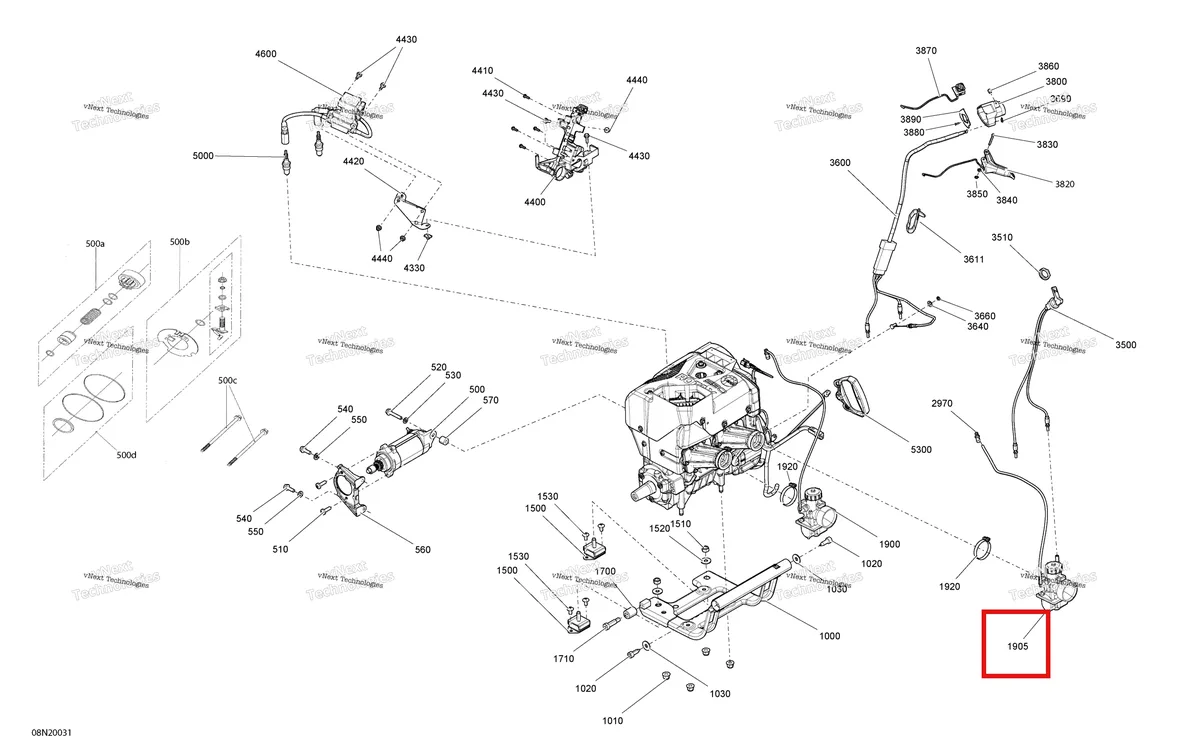Деталь 403138813 (Карбюратор VM 30-218) на схеме узла 2020 Ski-Doo SKANDIC WT 550F Engine - System