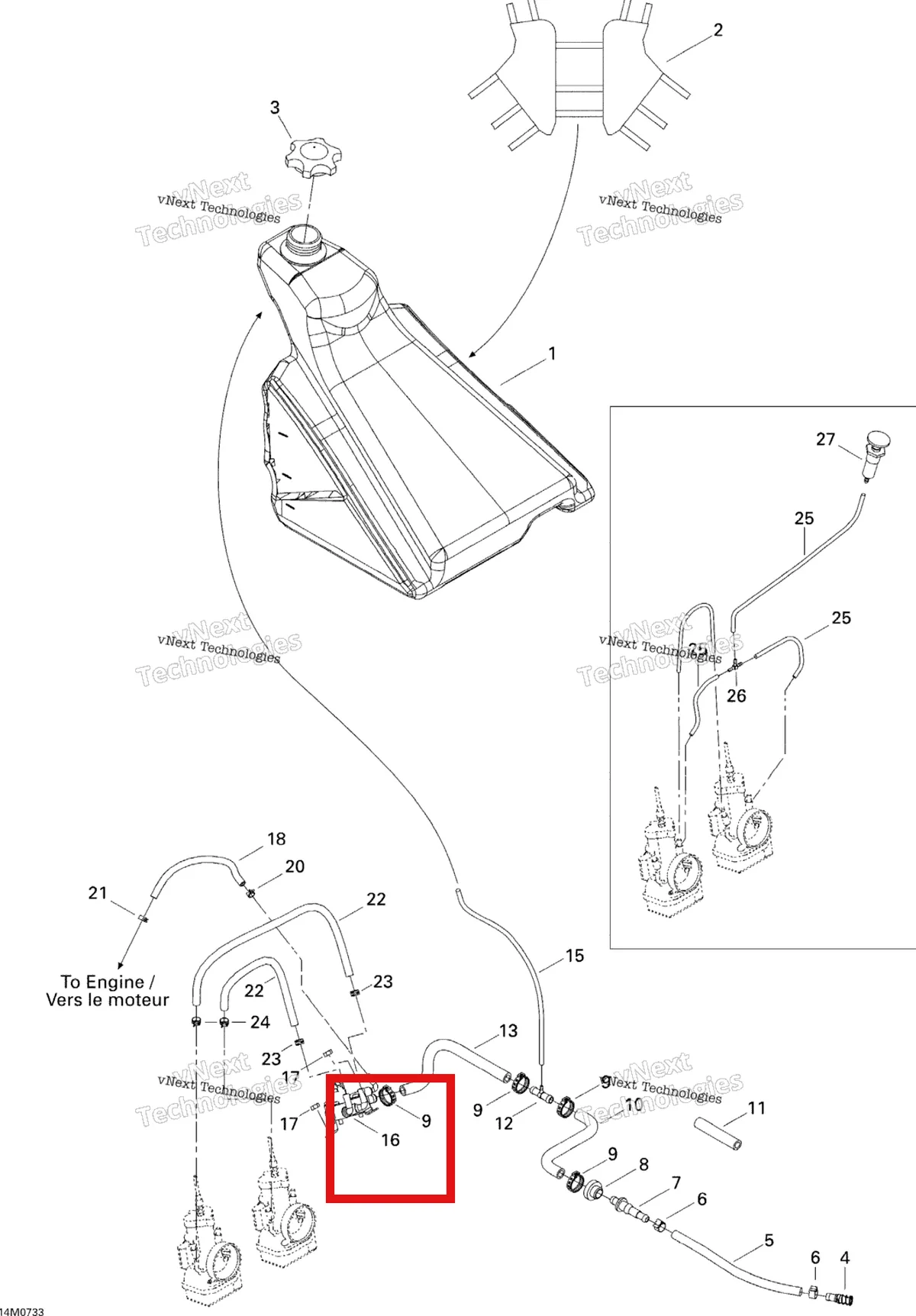 Деталь 403901810 (Топливный Насос) на схеме узла 2007 Ski-Doo MX Z 440X Racing Fuel System