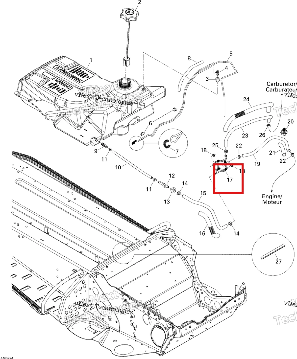 Деталь 403901815 (Топливный Насос) на схеме узла 2009 Ski-Doo Skandic Tundra Fuel System