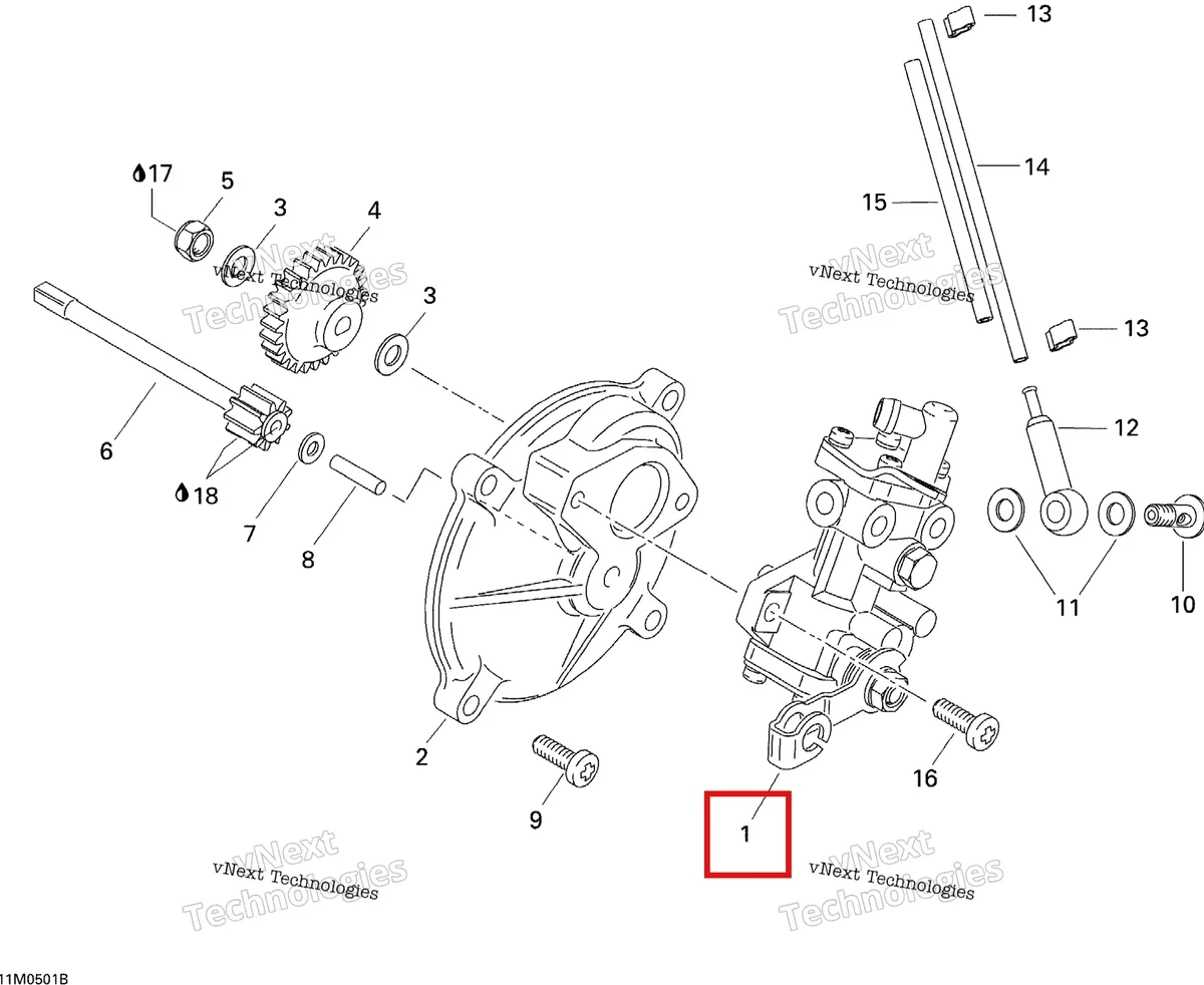 Деталь 404046100 на схеме узла 2005 Ski-Doo Tundra R Oil Pump
