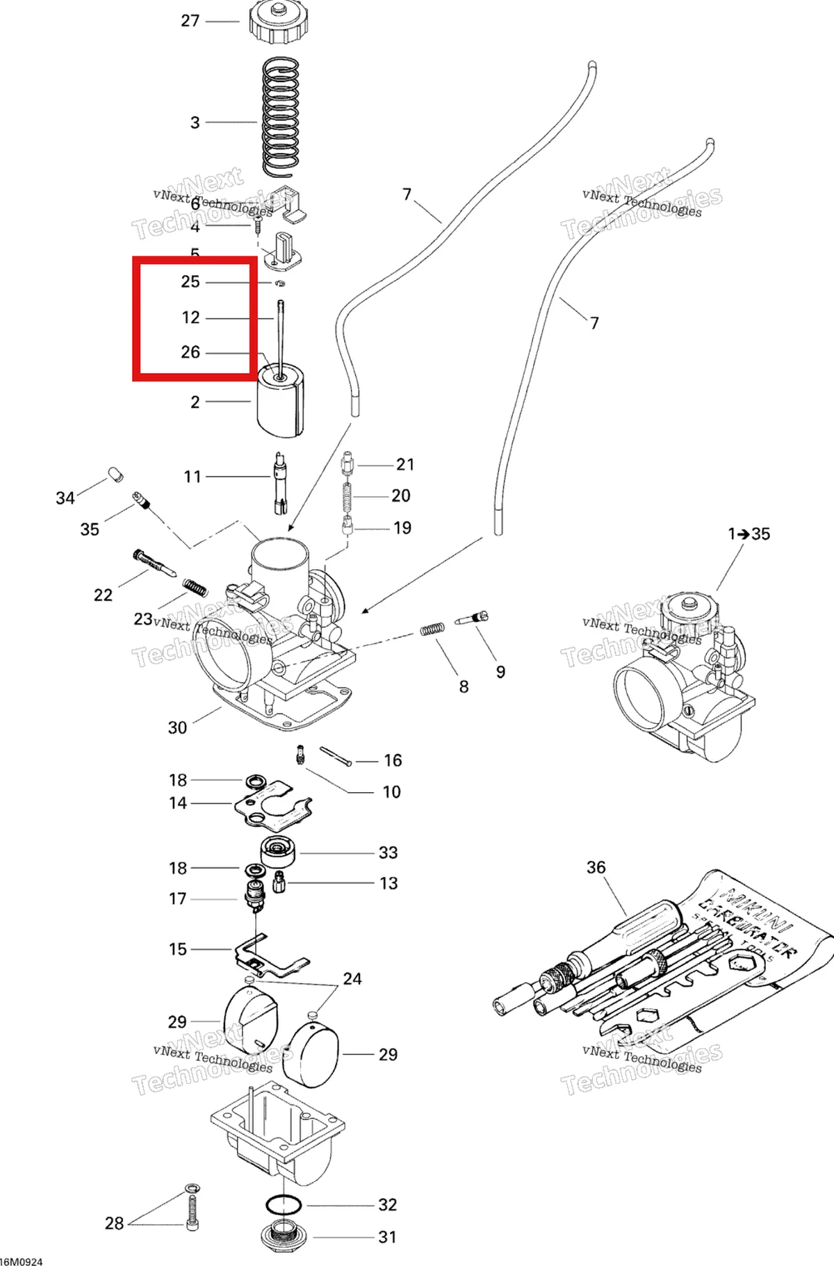 Деталь 404101900 (Деталь Needle Jet J8-6dh04) на схеме узла 2009 Ski-Doo Skandic Tundra Carburetor