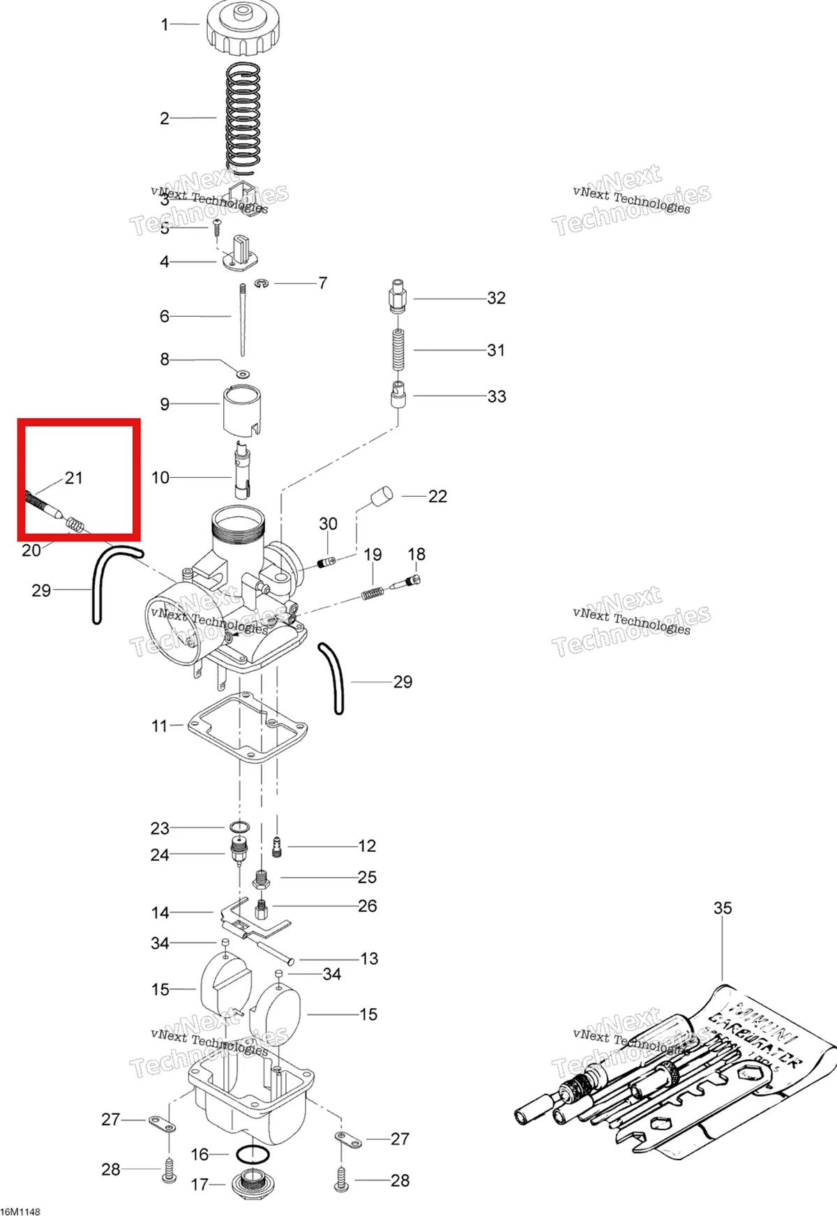 Деталь 404102800 (Деталь Throttle Stop Screw. St 600) на схеме узла 2011 Ski-Doo Skandic WT 550F YetiII Carburetor