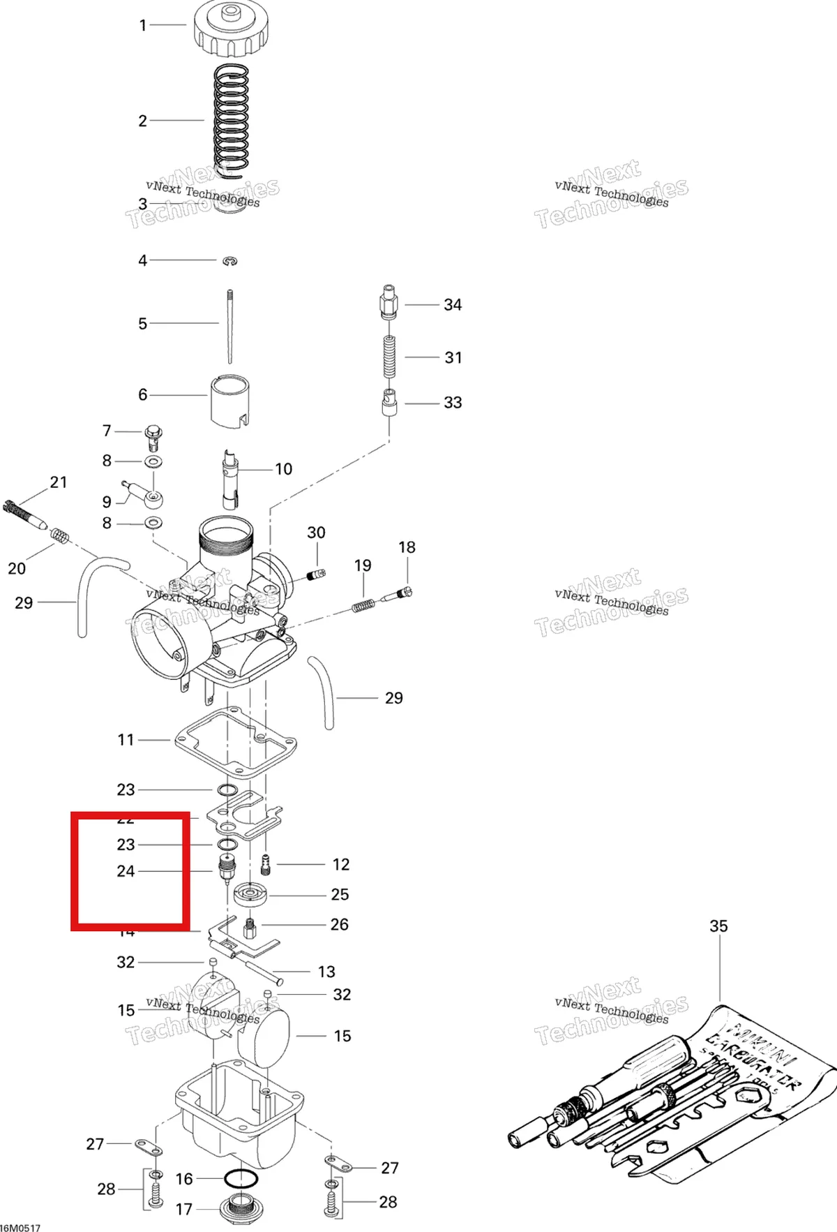 Деталь 404103200 (Деталь Needle Valve 1.5. Enduro 400 R.c.) на схеме узла 2005 Ski-Doo Skandic LT 440F Carburetor