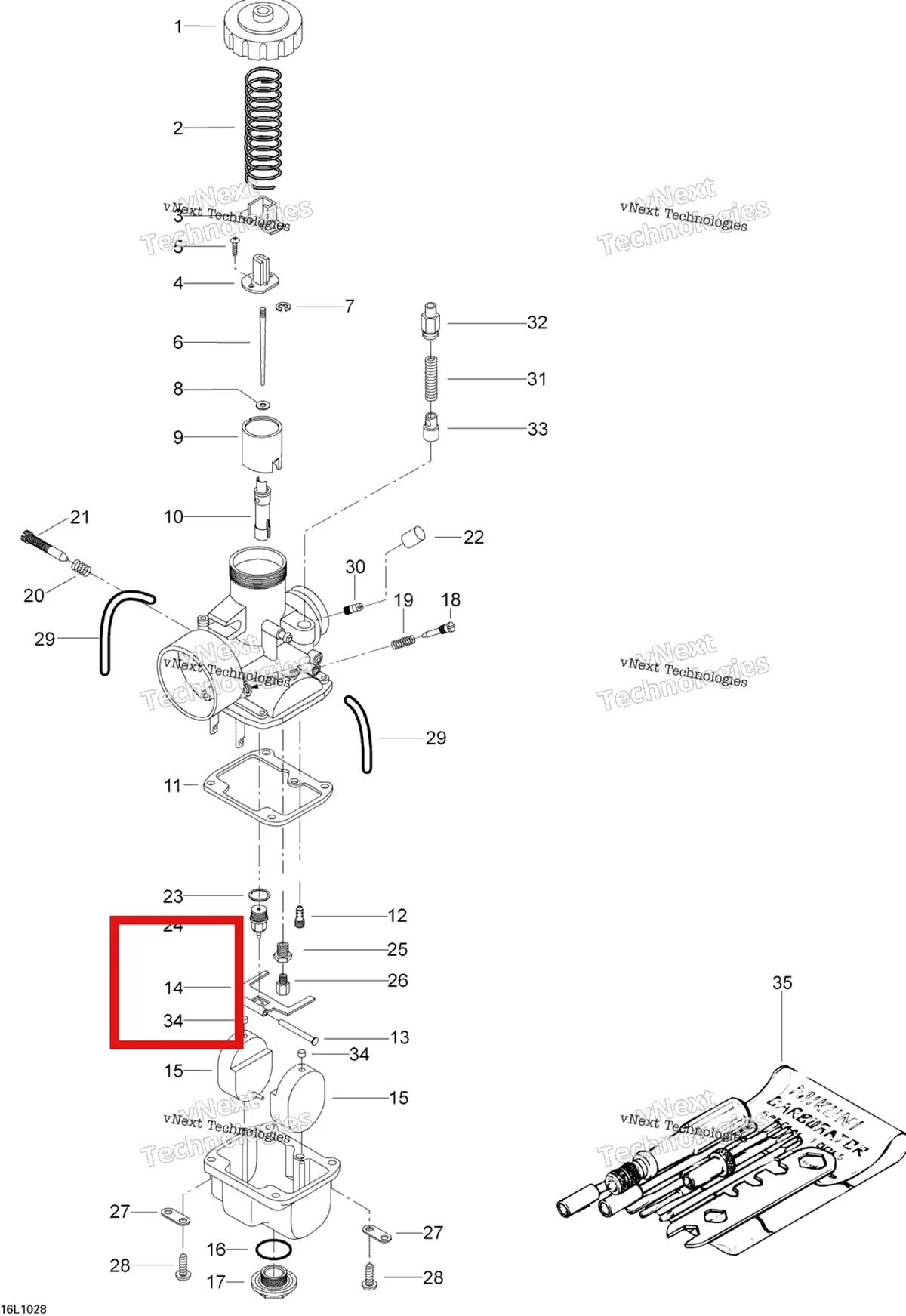 Деталь 404105000 (Деталь Float Arm) на схеме узла 2010 Ski-Doo Skandic WT 600 Carburetor