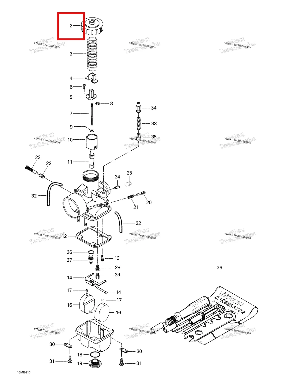 Деталь 404105100 (Крышка) на схеме узла 2003 Ski-Doo Skandic SUV 600 Carburetors