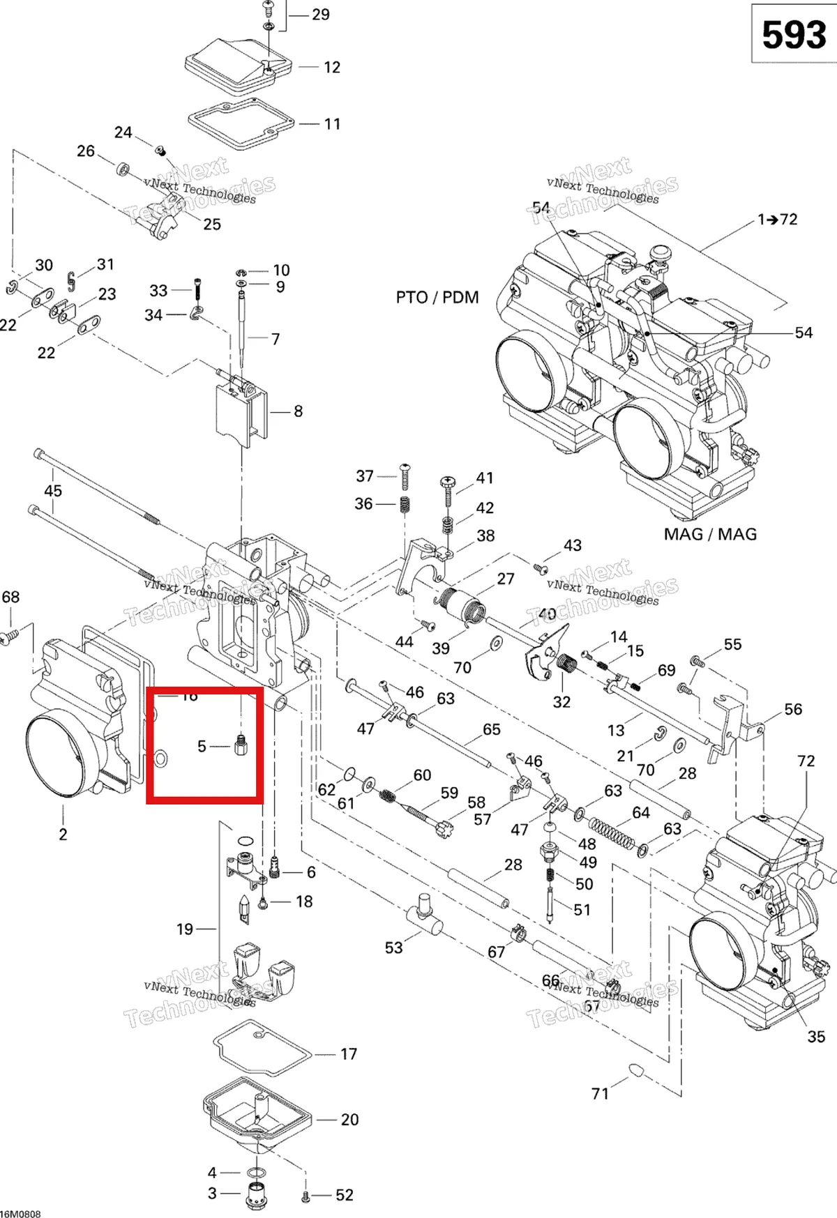 Деталь 404106100 (Деталь Main Jet 360) на схеме узла 2008 Ski-Doo GTX SPORT 500SS Carburetor