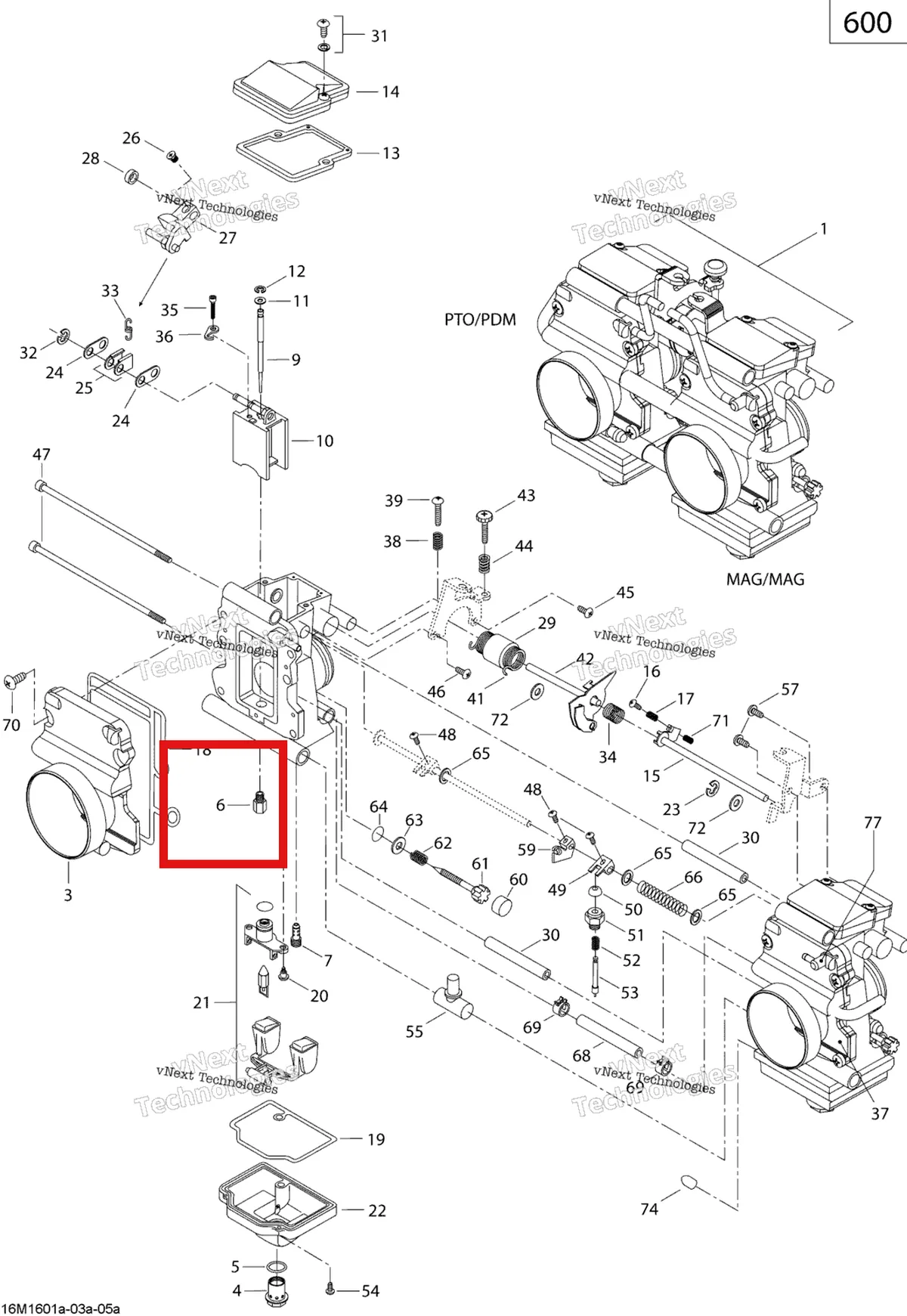 Деталь 404106400 на схеме узла 2019 Ski-Doo SUMMIT 600 CARB Carburetor - 600 Carb