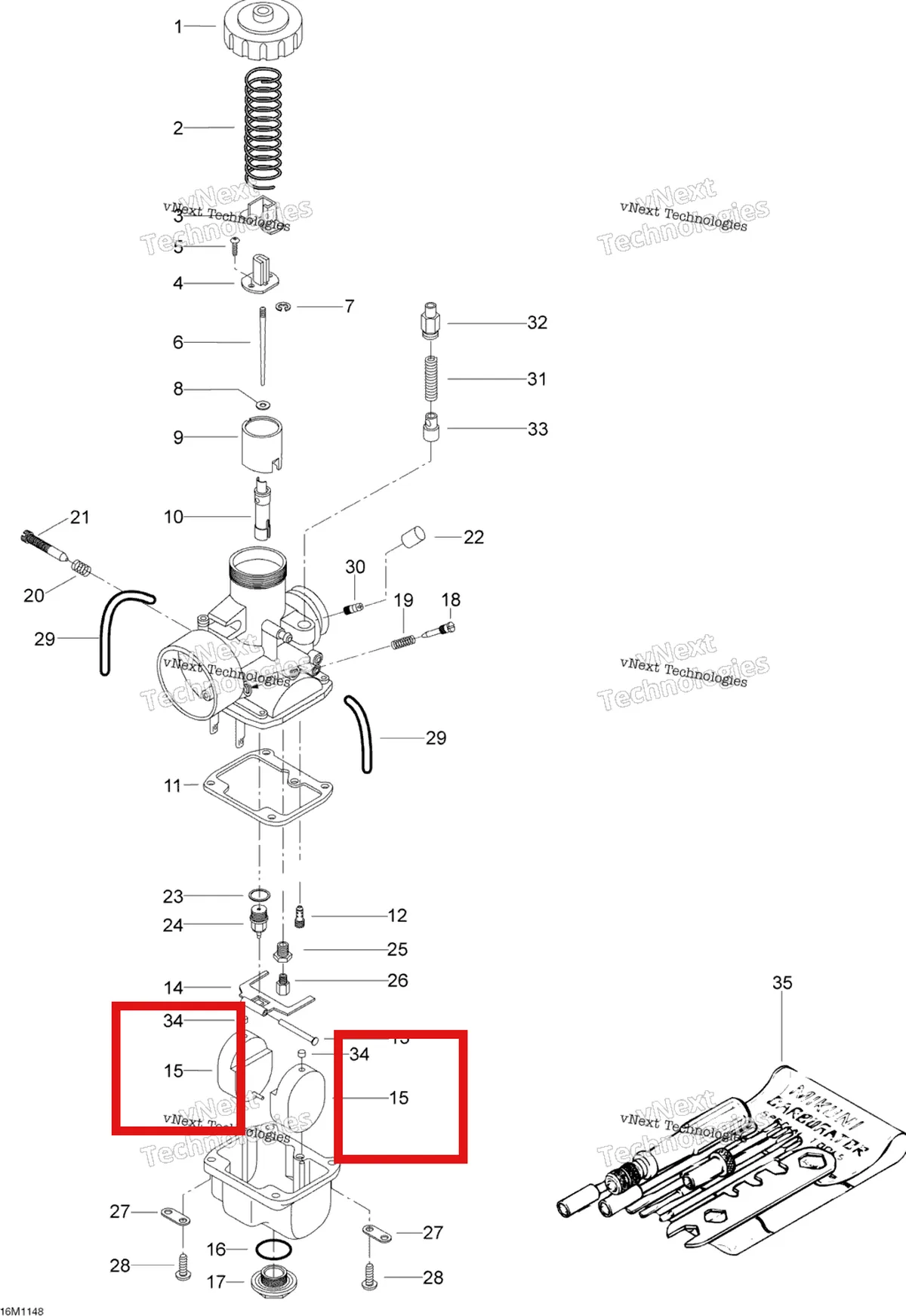 Деталь 404107100 (Поплавок) на схеме узла 2011 Ski-Doo Skandic WT 550F YetiII Carburetor