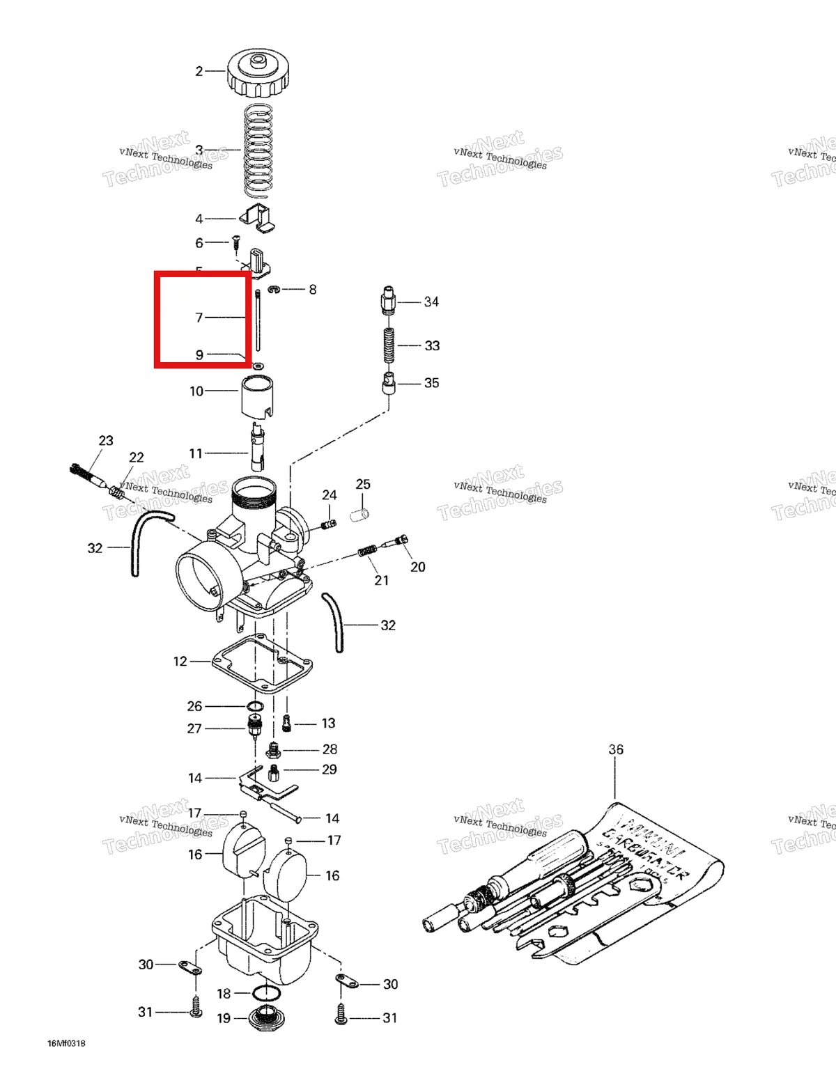 Деталь 404110400 (Деталь Jet Needle 6dh2-3. 5900fce) на схеме узла 2003 Ski-Doo Skandic 600 Carburetors