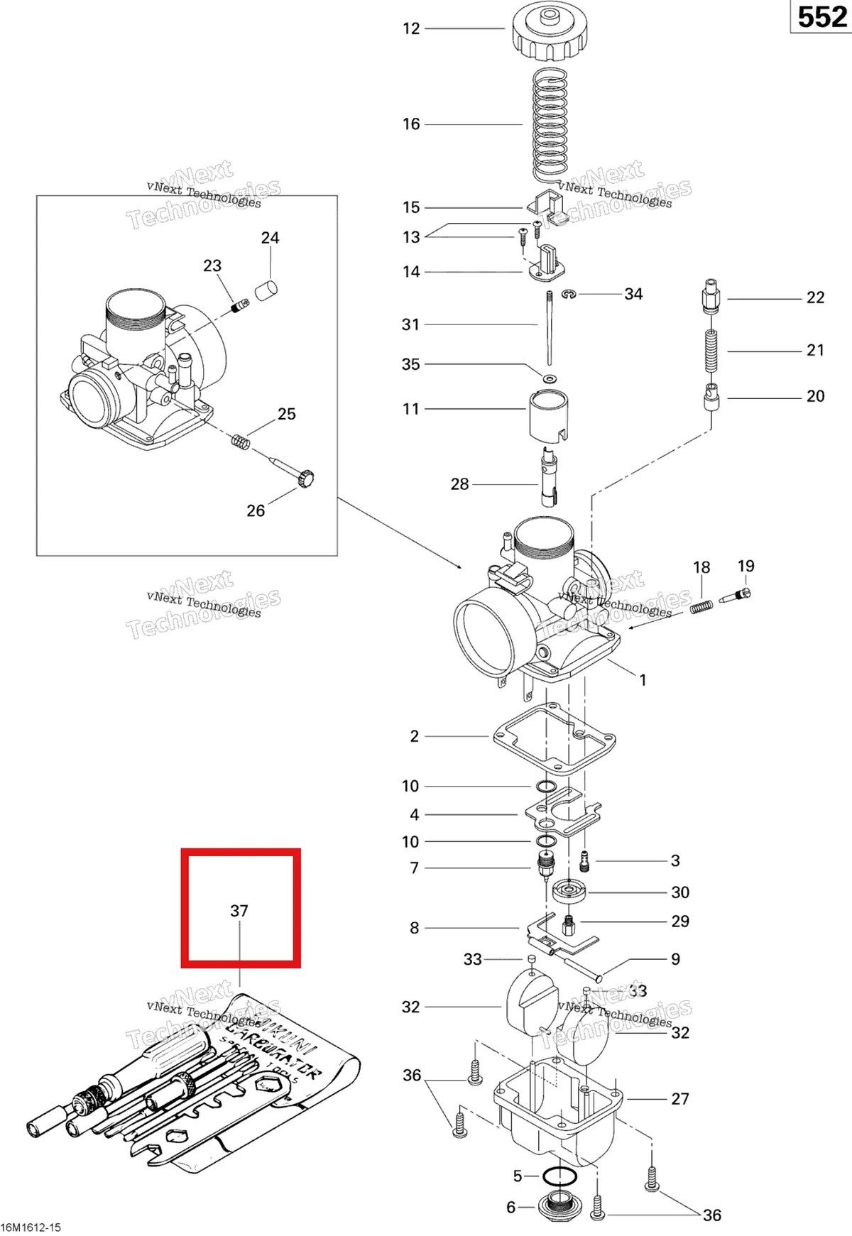 Деталь 404112000 (Комплект инструментов) на схеме узла 2019 Ski-Doo TUNDRA 550F Carburetor - 550F