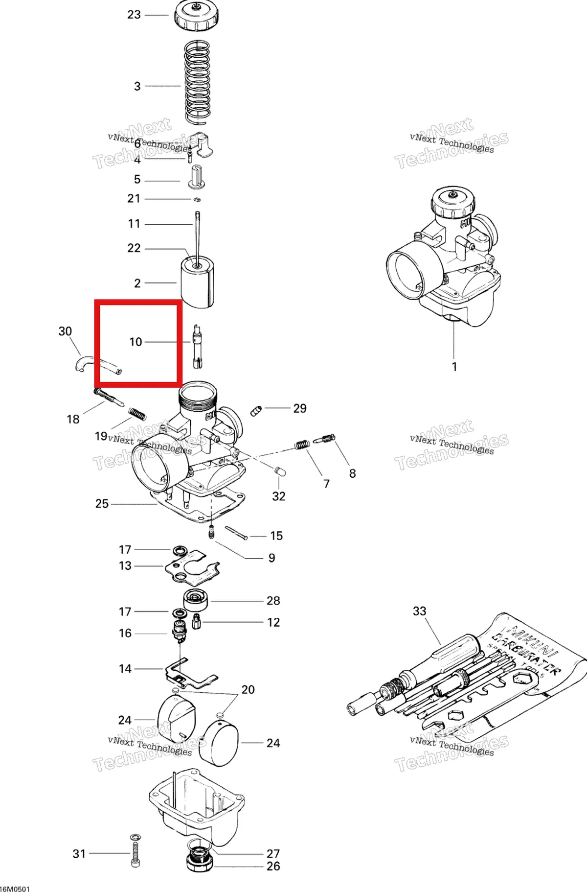 Деталь 404116900 (Деталь Needle Jet 159o-8) на схеме узла 2005 Ski-Doo Tundra R Carburetor