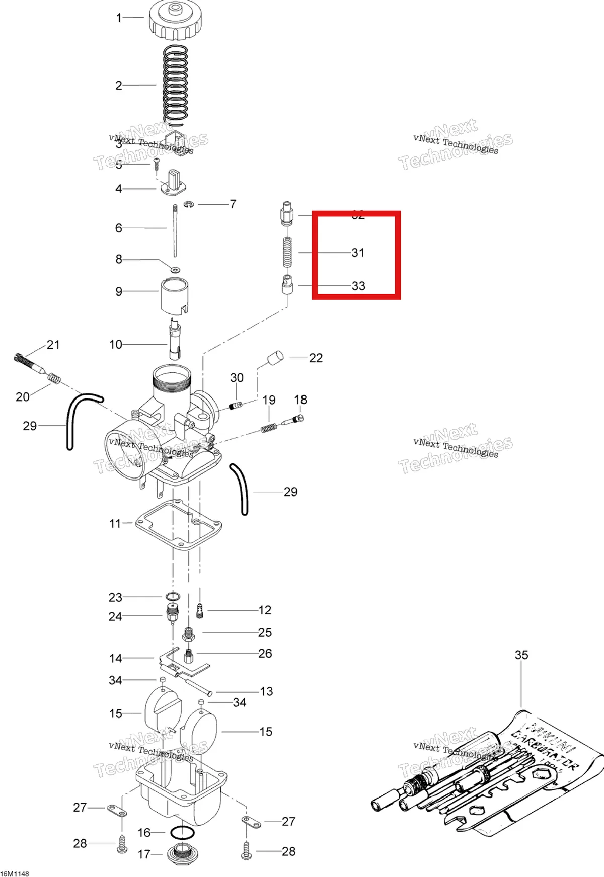 Деталь 404127400 (Пружина) на схеме узла 2011 Ski-Doo Skandic WT 550F YetiII Carburetor