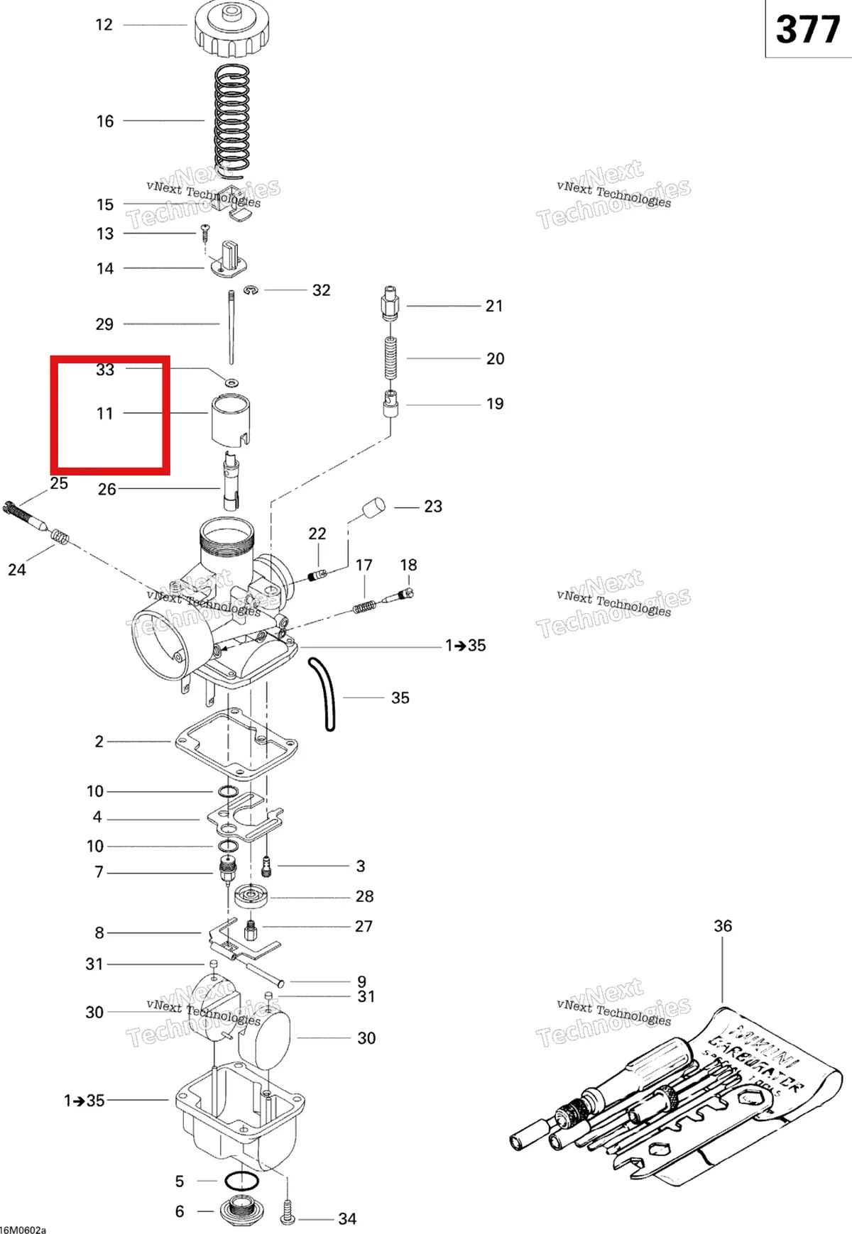 Деталь 404128600 (Деталь Throttle Valve 2.0) на схеме узла 2006 Ski-Doo GSX 380F Carburetor Gsx 380F