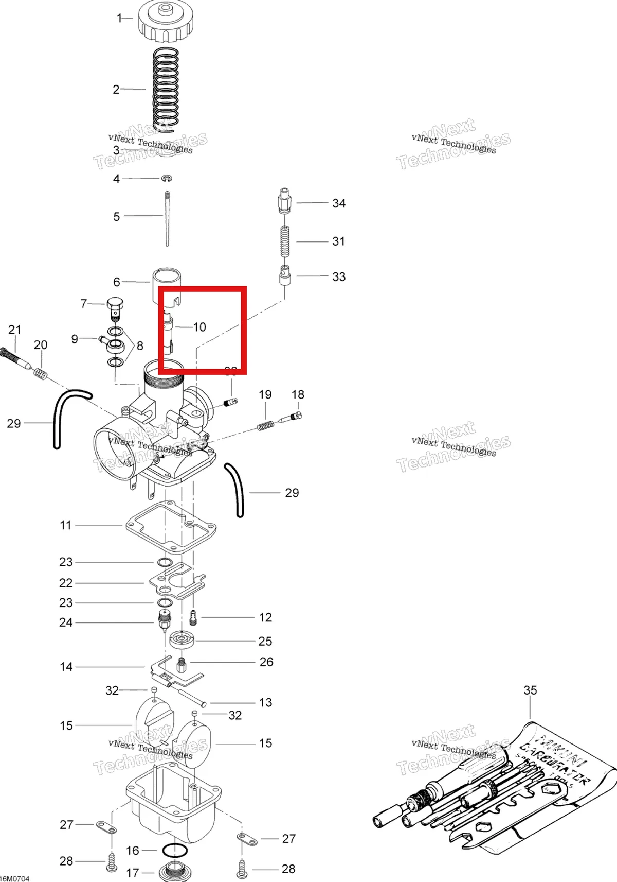 Деталь 404130200 (Деталь Needle Jet Nj159o-0) на схеме узла 2007 Ski-Doo Skandic LT 440F Carburetor