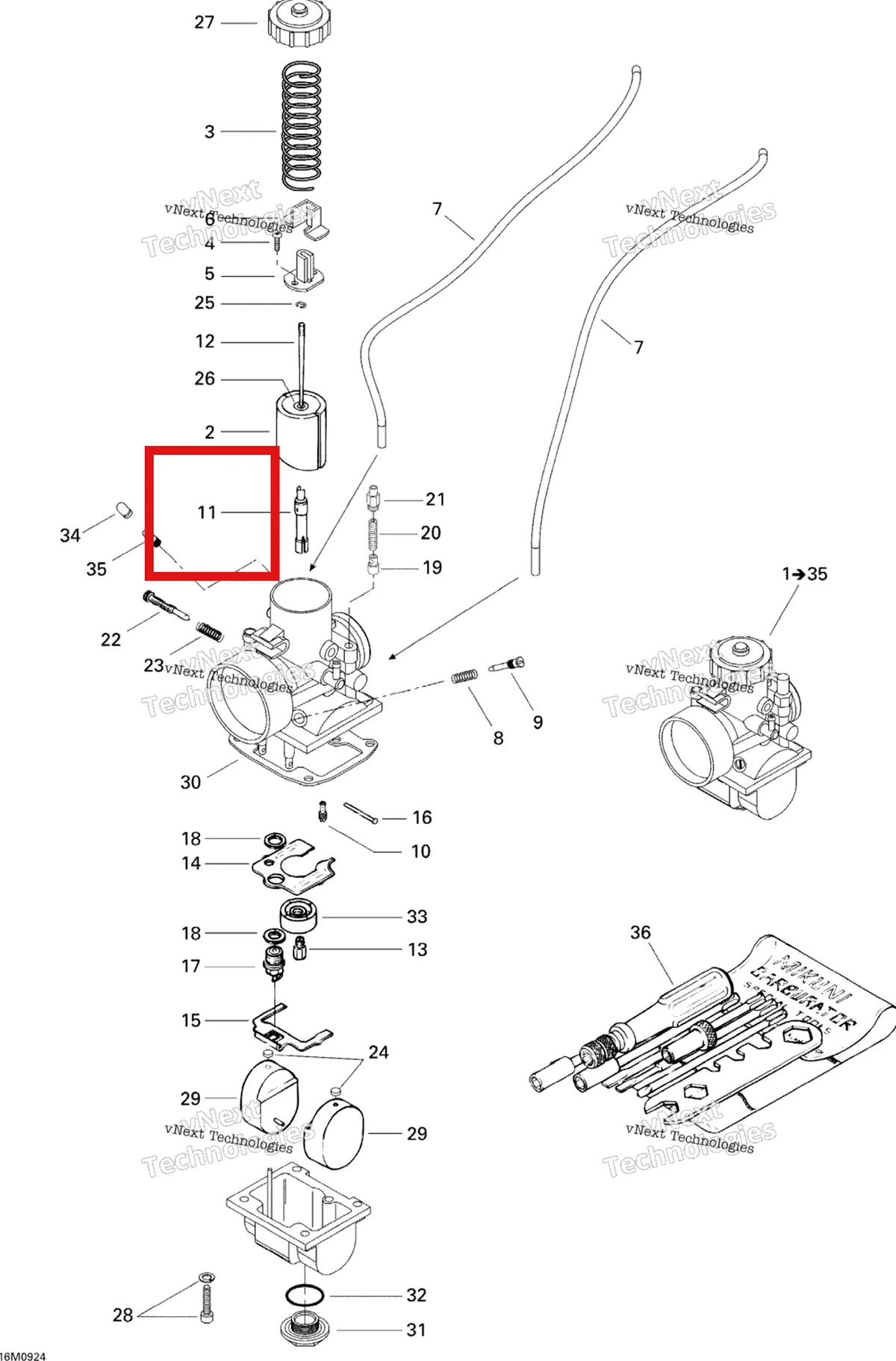 Деталь 404131000 (Деталь Needle Jet Nj159 O-6) на схеме узла 2009 Ski-Doo Skandic Tundra Carburetor