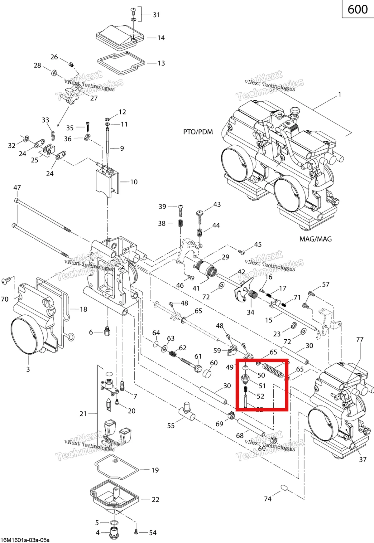 Деталь 404136900 (Деталь Guide Holder) на схеме узла 2019 Ski-Doo SUMMIT 600 CARB Carburetor - 600 Carb