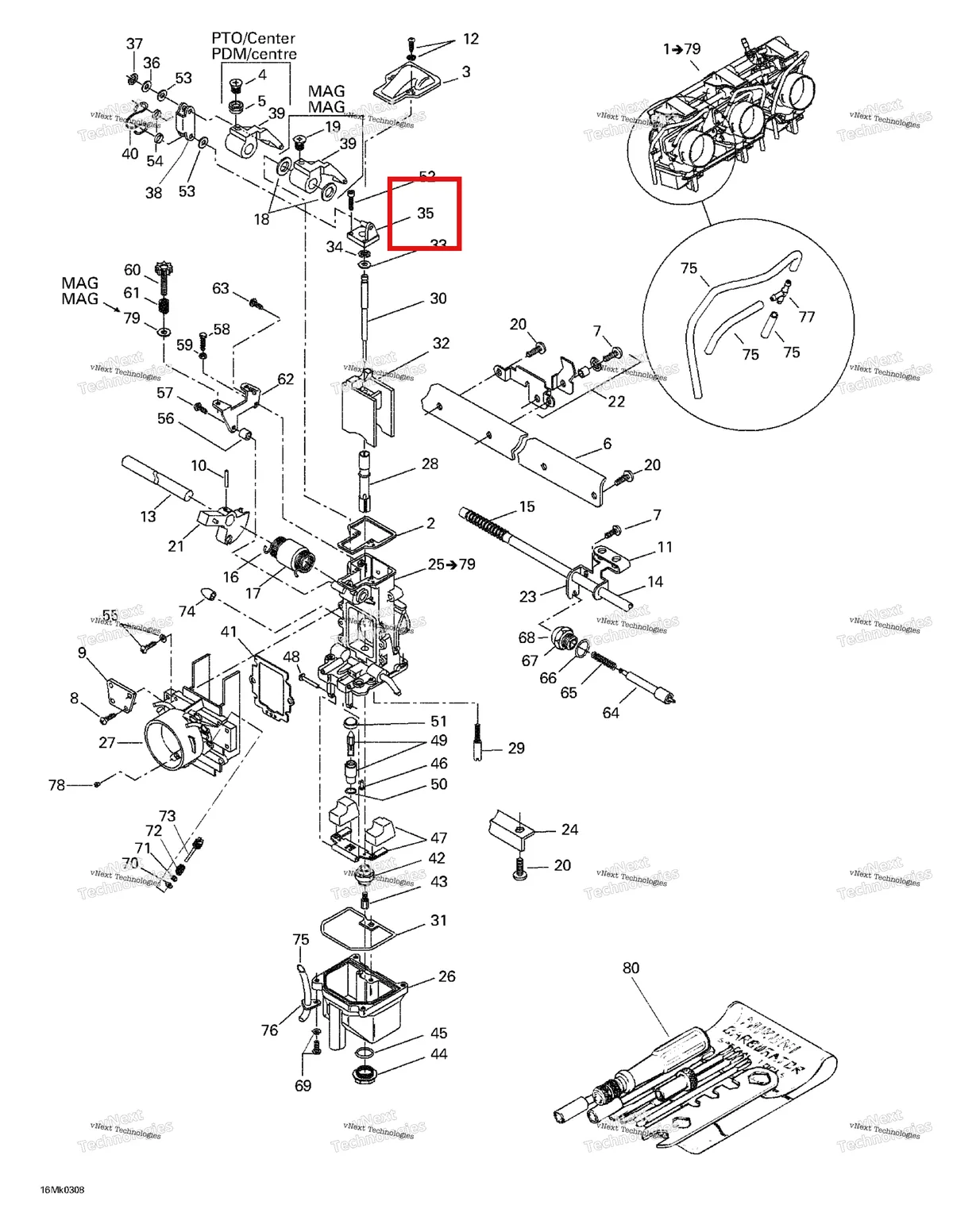 Деталь 404142000 на схеме узла 2003 Ski-Doo Mach Z Carburetors