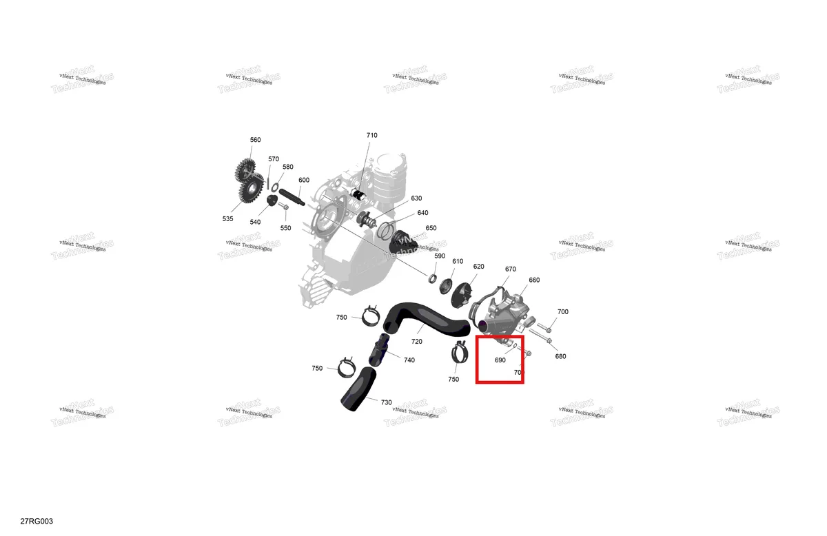 Деталь 404146600 (Прокладка) на схеме узла 2027 Ski-Doo SKANDIC - LE - 900 ACE - AHVA - Deep Black - 20X154X1.5CSS Track Rotax - Engine Cooling