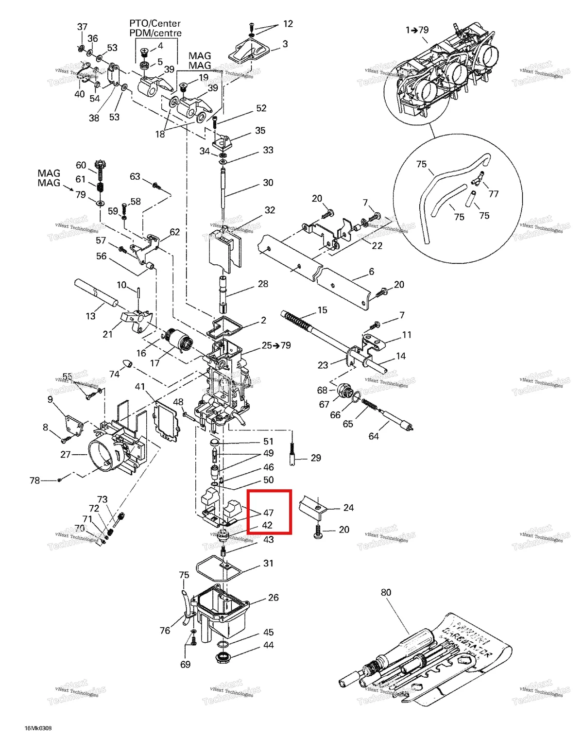 Деталь 404149800 на схеме узла 2003 Ski-Doo Mach Z Carburetors