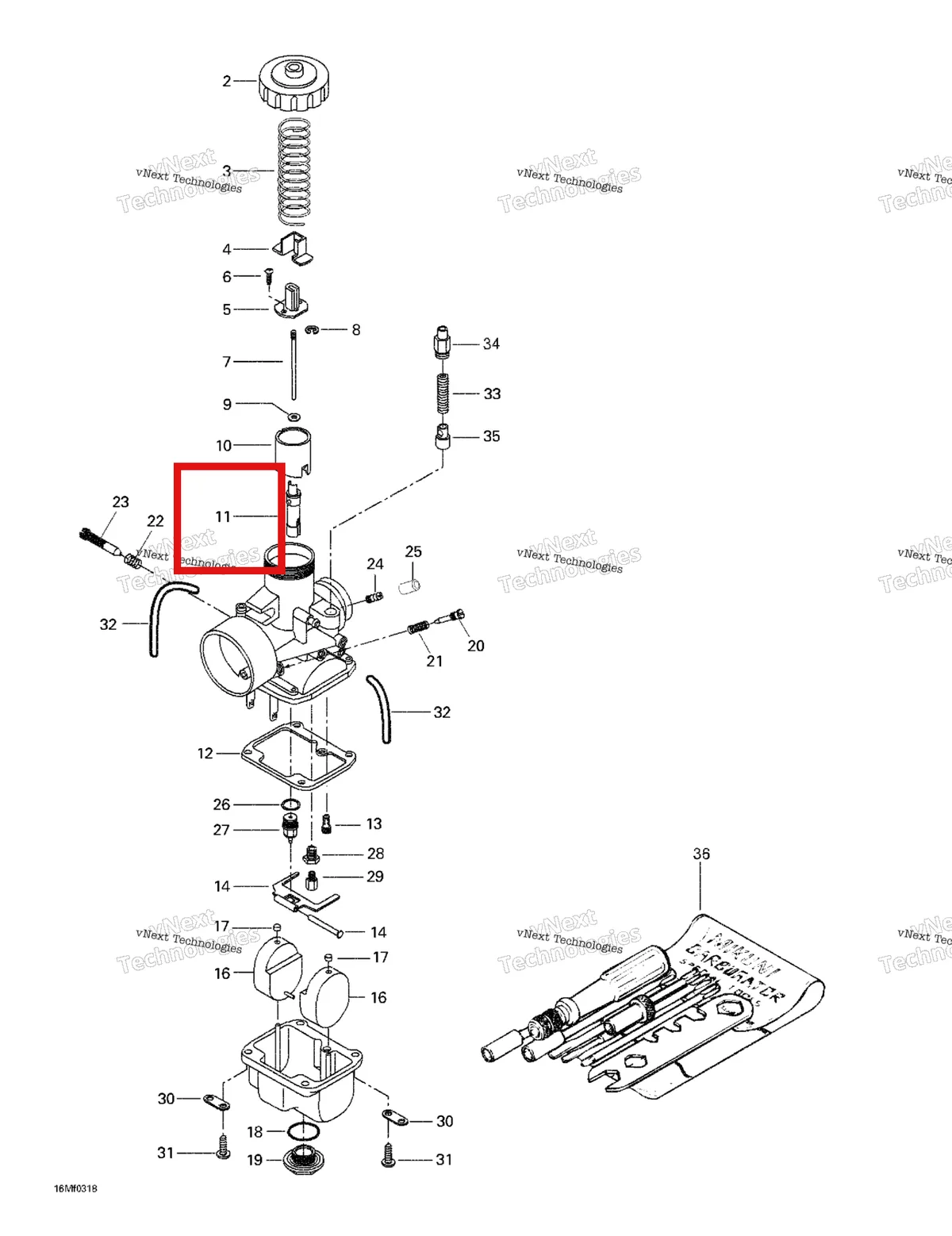Деталь 404157100 (хомут) на схеме узла 2003 Ski-Doo Skandic 600 Carburetors