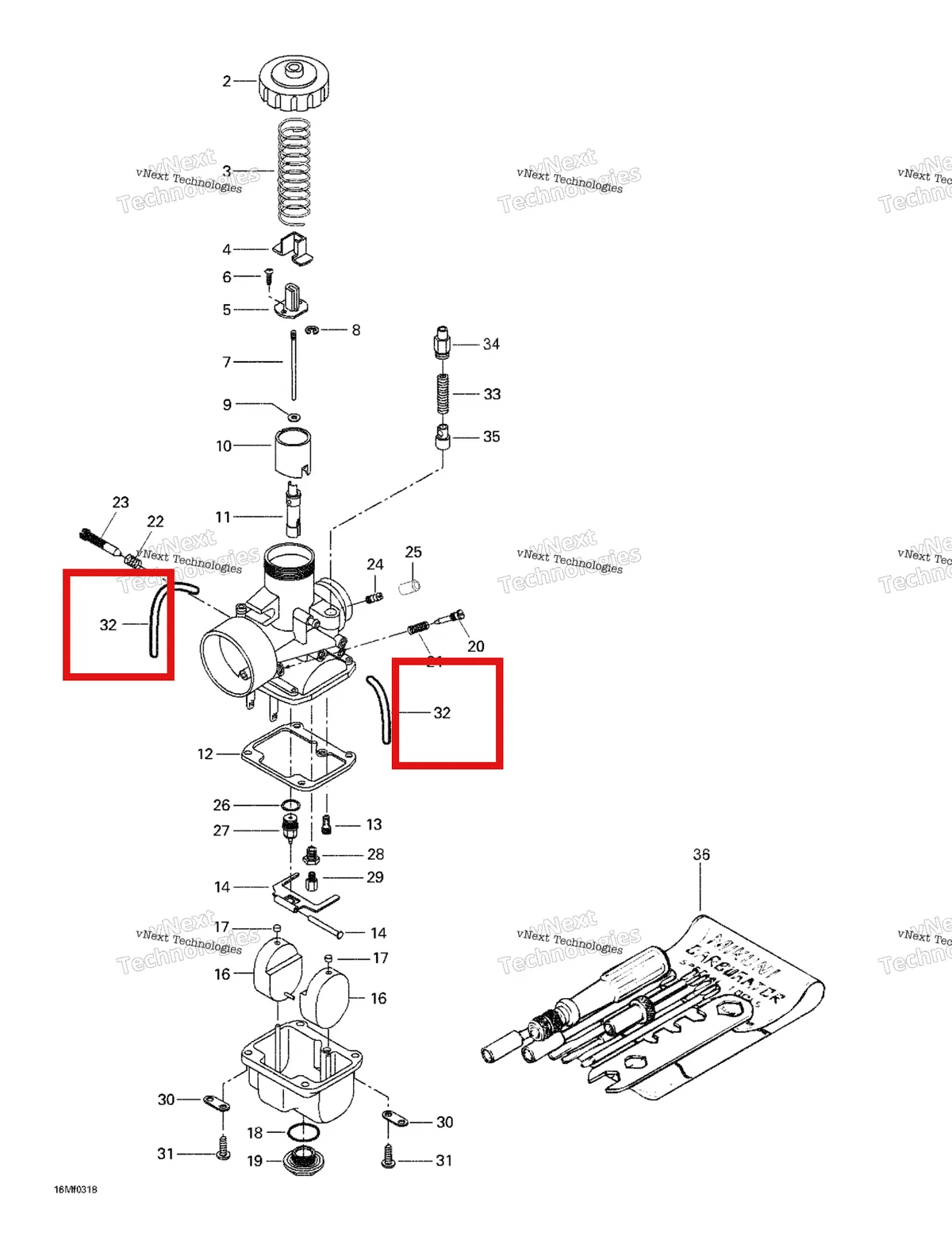 Деталь 404160100 (Деталь Air Vent Tube) на схеме узла 2003 Ski-Doo Skandic 600 Carburetors
