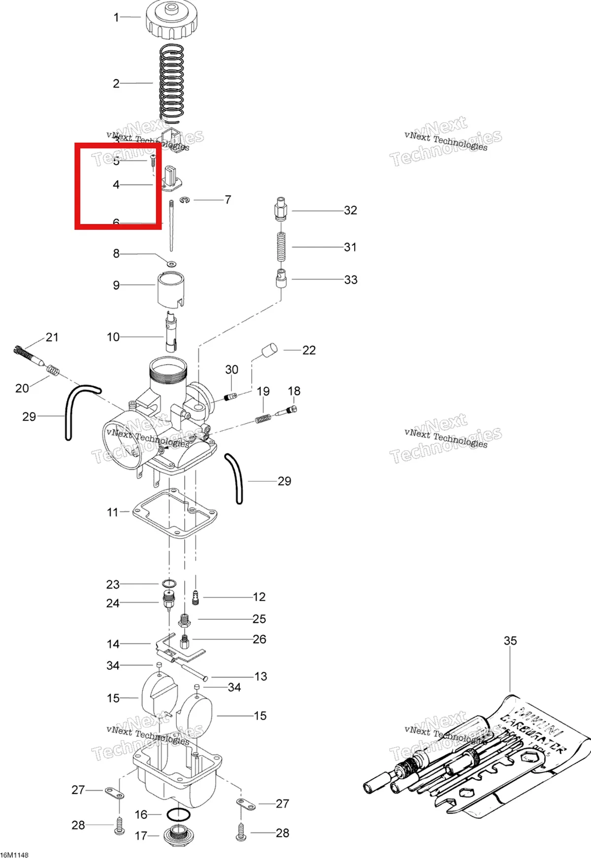 Деталь 404160800 (Штуцер) на схеме узла 2011 Ski-Doo Skandic WT 550F YetiII Carburetor