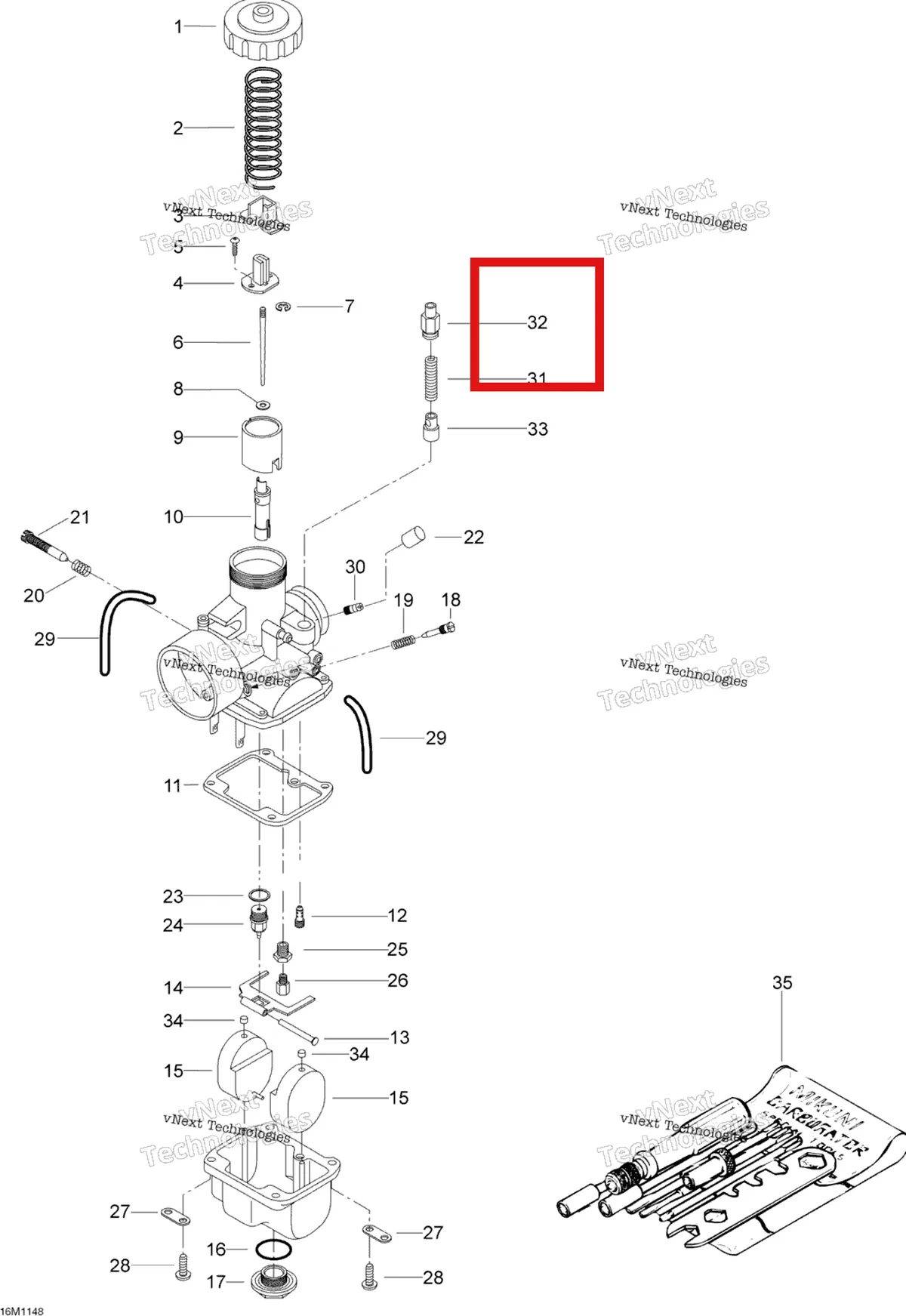 Деталь 404161100 (Направляющая) на схеме узла 2011 Ski-Doo Skandic WT 550F YetiII Carburetor