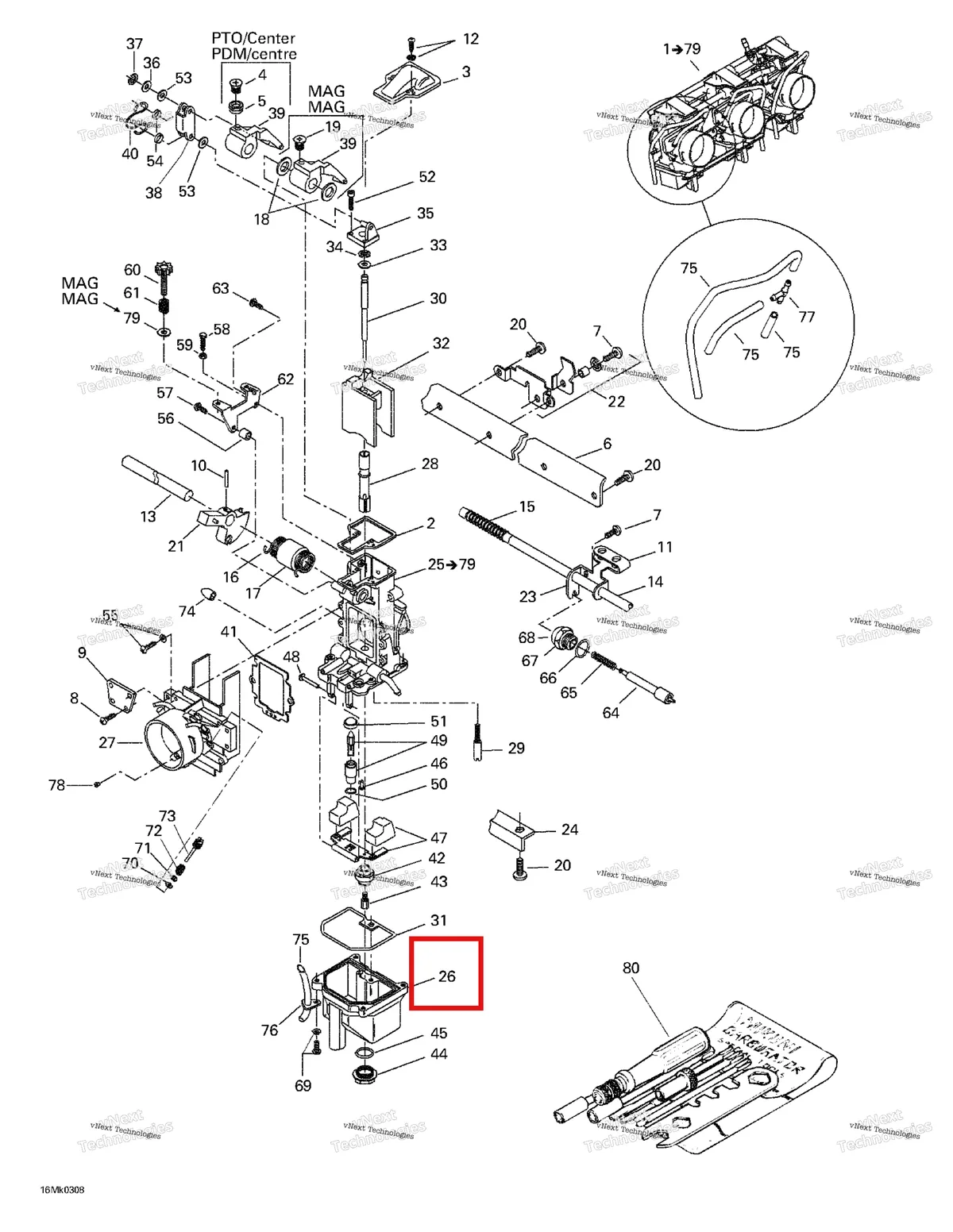 Деталь 404161841 на схеме узла 2003 Ski-Doo Mach Z Carburetors