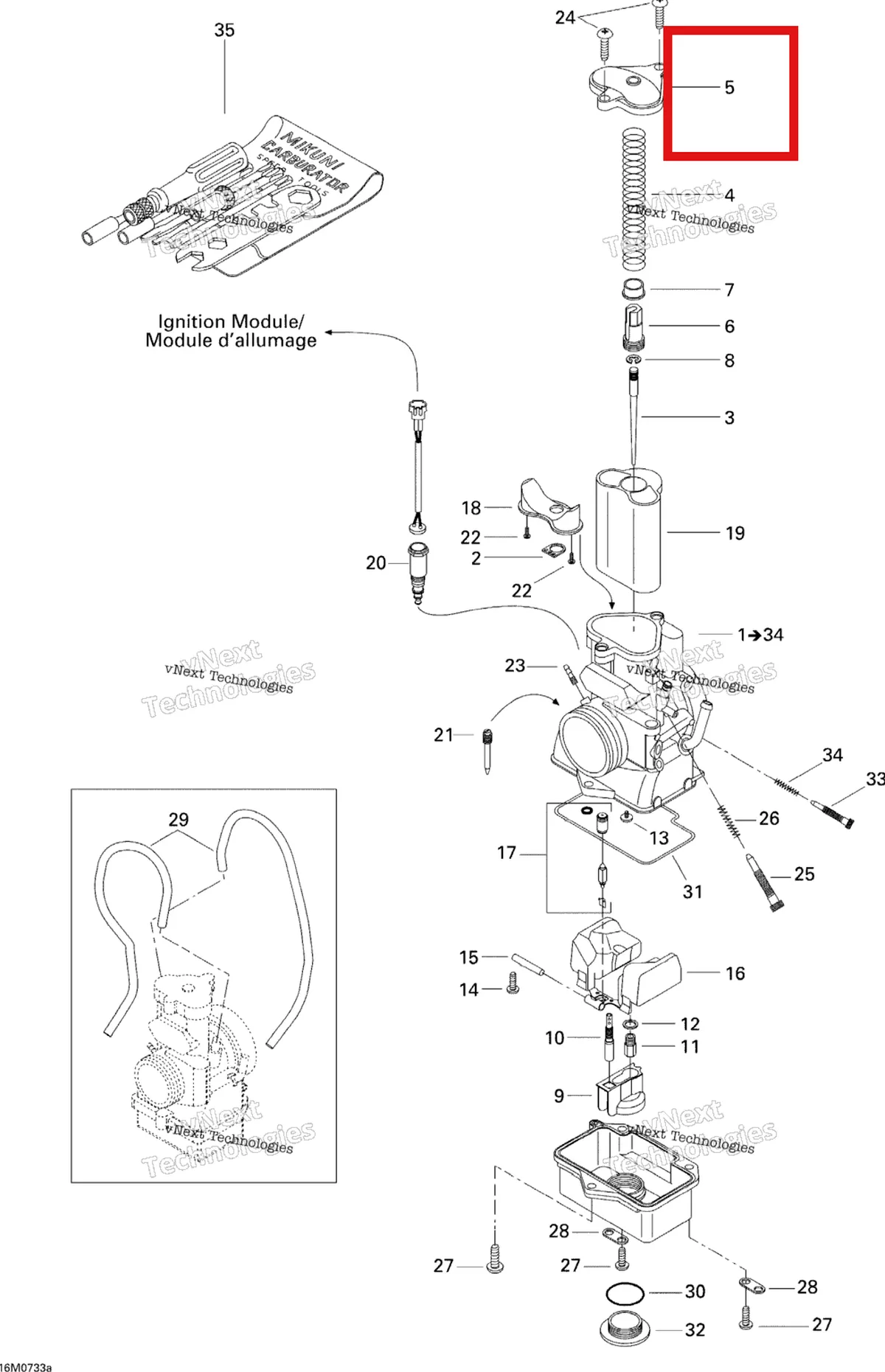 Деталь 404161857 (Крышка) на схеме узла 2007 Ski-Doo MX Z 440X Racing Carburetor