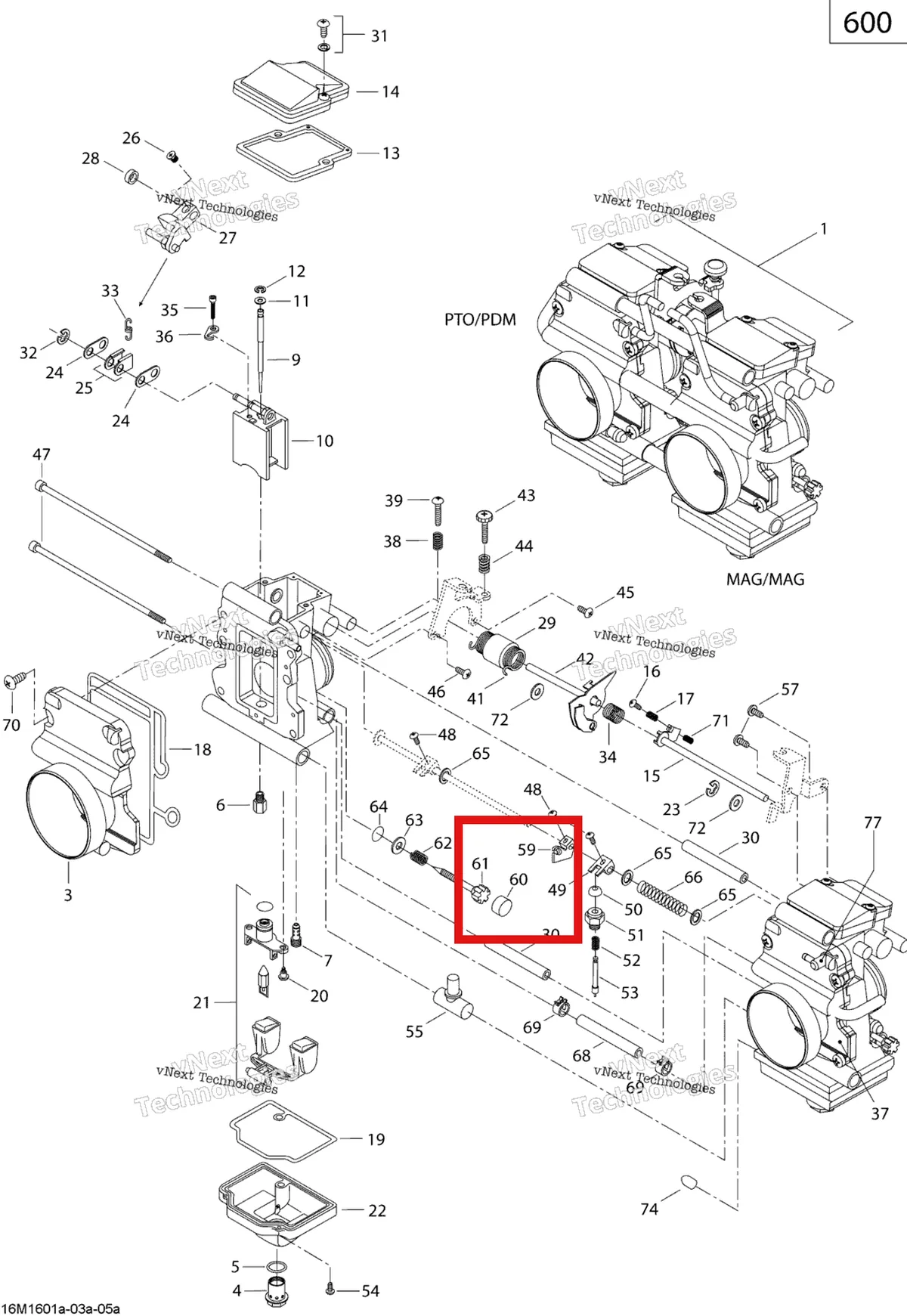 Деталь 404161899 (Крышка) на схеме узла 2019 Ski-Doo SUMMIT 600 CARB Carburetor - 600 Carb