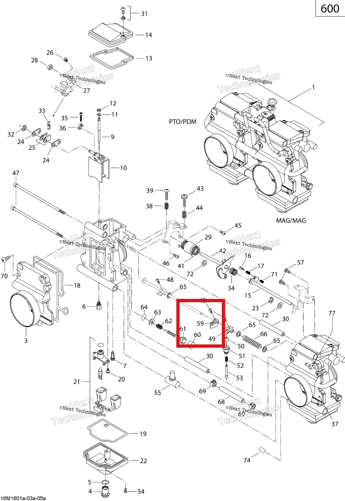Деталь 404161901 (Деталь Starter Lever) на схеме узла 2019 Ski-Doo SUMMIT 600 CARB Carburetor - 600 Carb