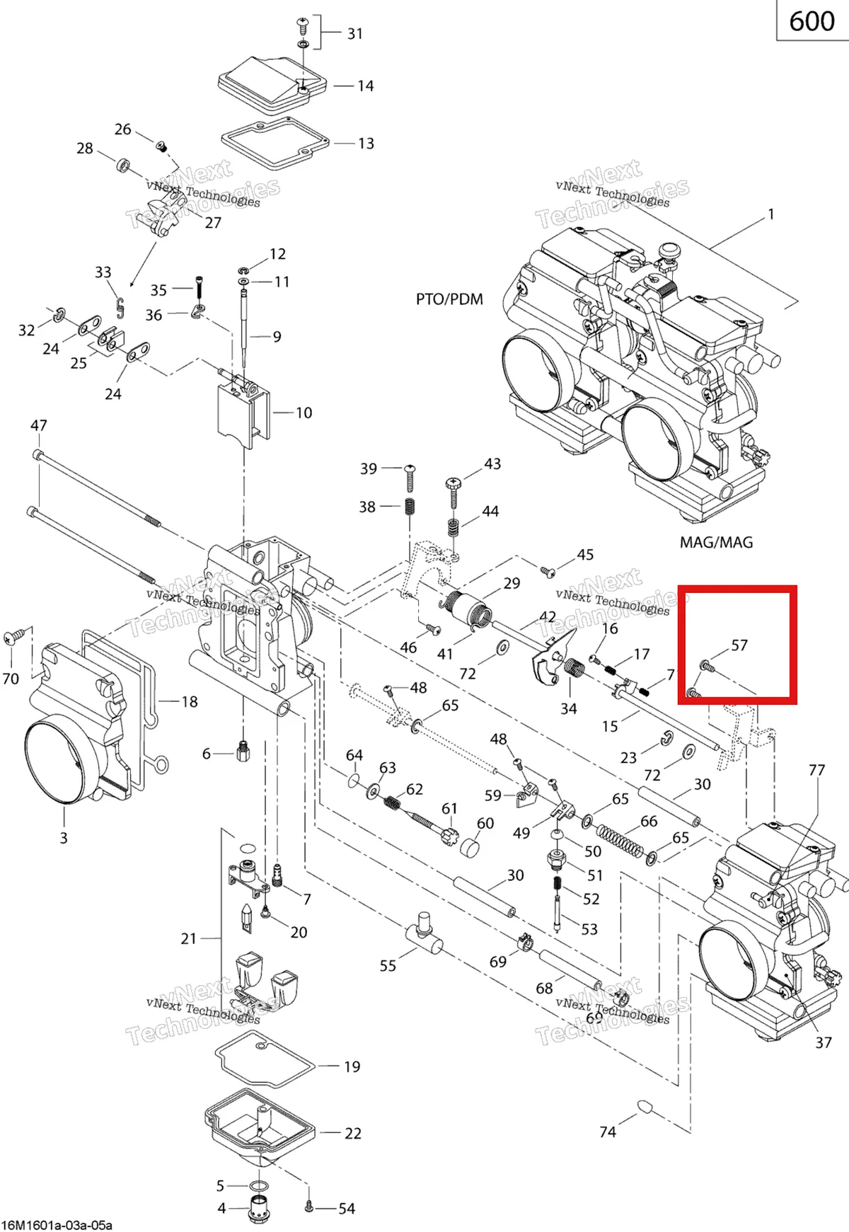 Деталь 404161903 (Винт) на схеме узла 2019 Ski-Doo SUMMIT 600 CARB Carburetor - 600 Carb