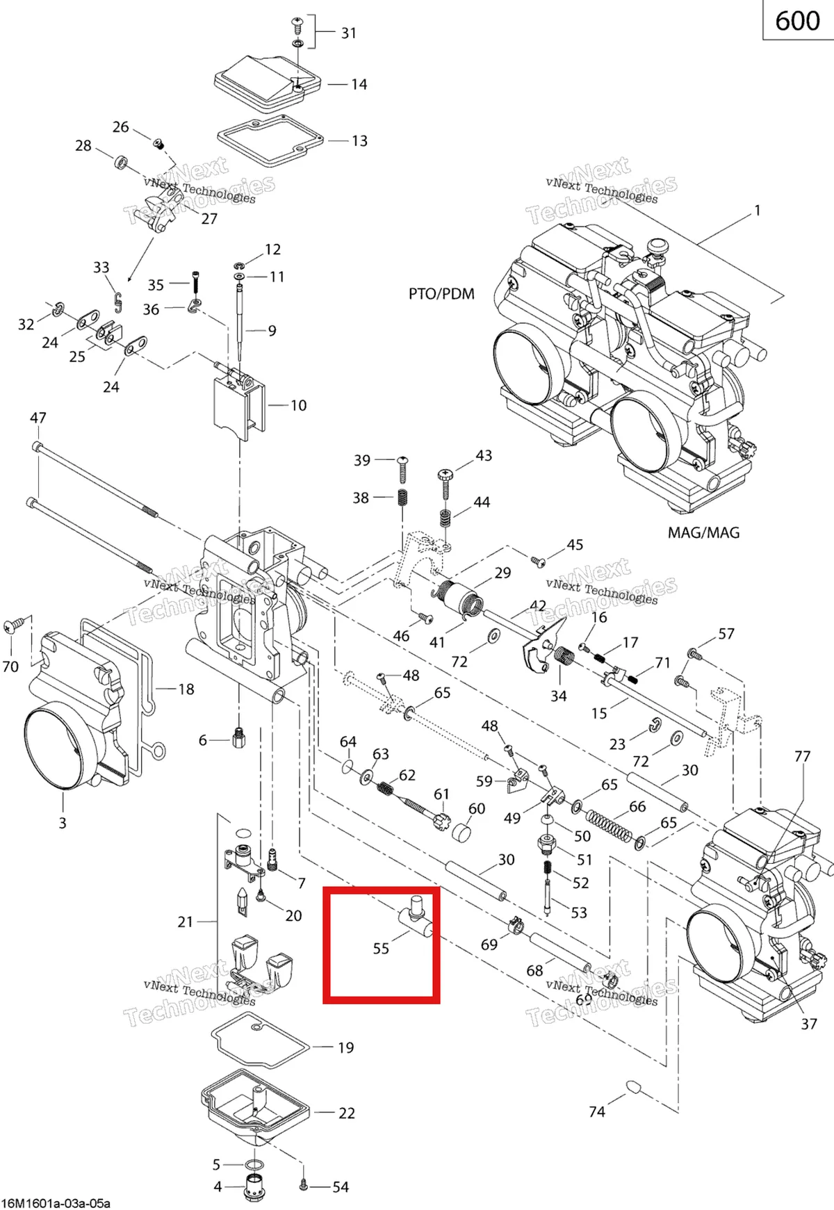 Деталь 404161905 (Ниппель) на схеме узла 2019 Ski-Doo SUMMIT 600 CARB Carburetor - 600 Carb