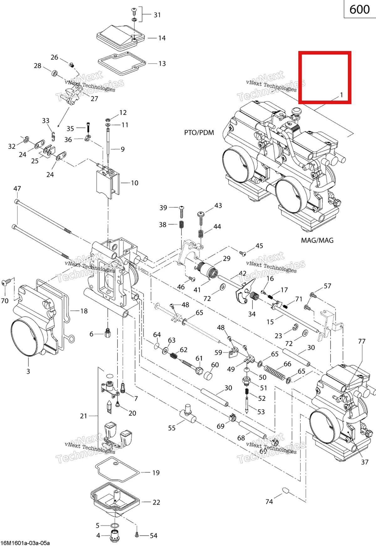Деталь 404161939 (Крышка) на схеме узла 2019 Ski-Doo MXZ 600 CARB Carburetor - 600 Carb