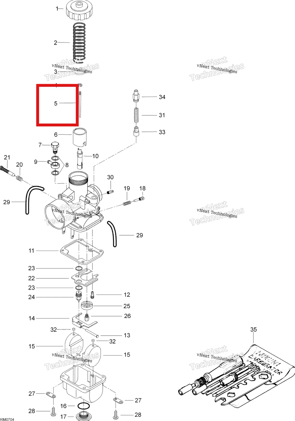 Деталь 404161978 (Деталь Jet Needle 6dgy12-3) на схеме узла 2007 Ski-Doo Skandic LT 440F Carburetor