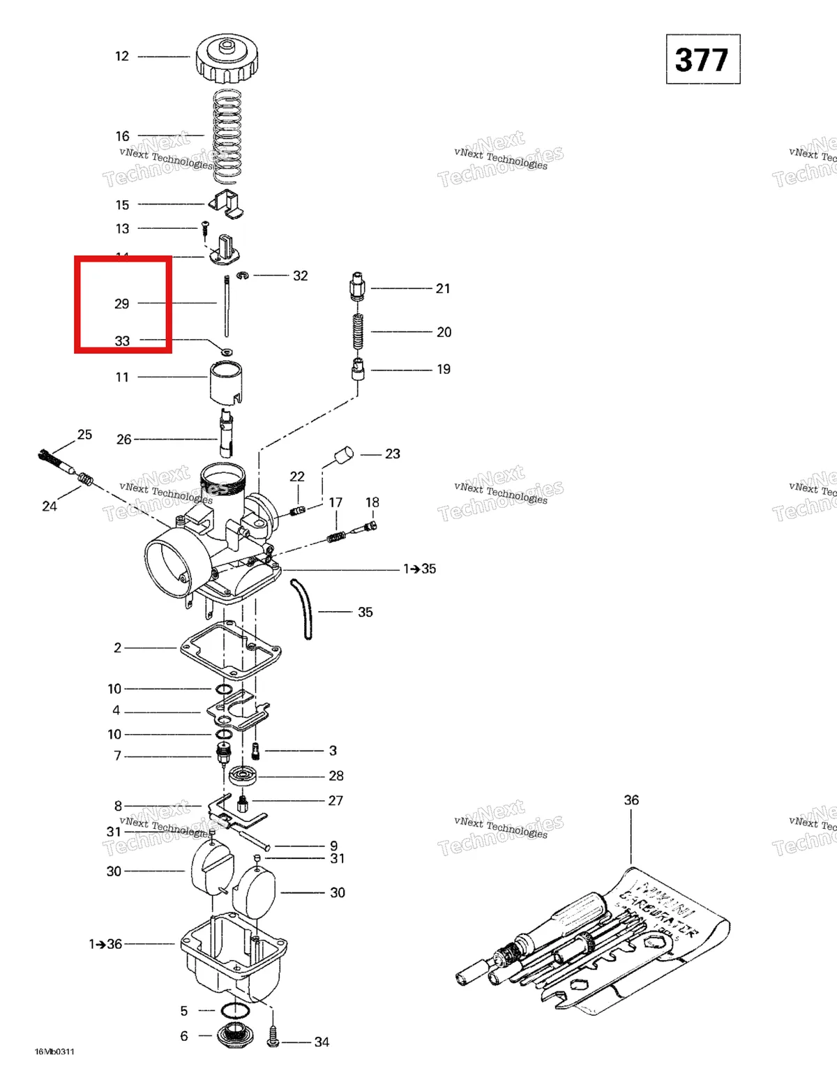 Деталь 404161988 (Деталь Jet Needle 6dp9-4) на схеме узла