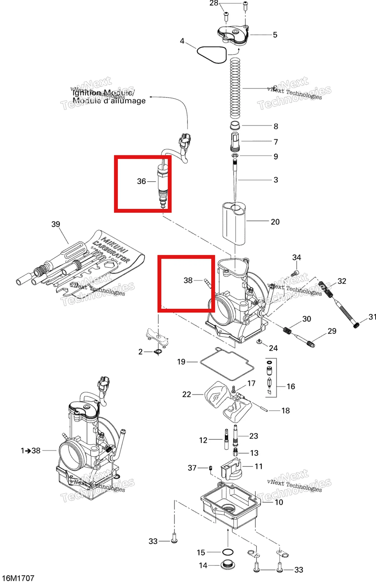 Деталь 404161998 (Деталь Solenoid) на схеме узла 2017 Ski-Doo MXZ 600 RS Carburetor