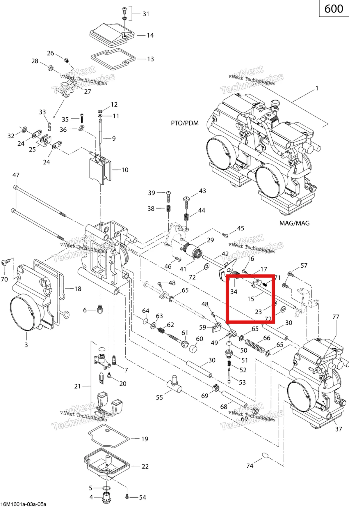 Деталь 404162006 (Вал дросселя) на схеме узла 2019 Ski-Doo SUMMIT 600 CARB Carburetor - 600 Carb