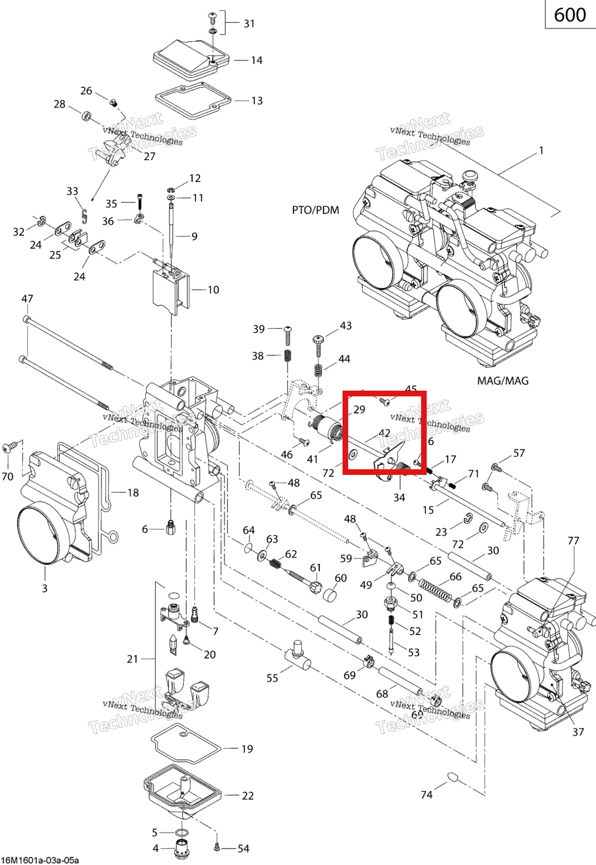 Деталь 404162015 (Вал дросселя) на схеме узла 2019 Ski-Doo SUMMIT 600 CARB Carburetor - 600 Carb