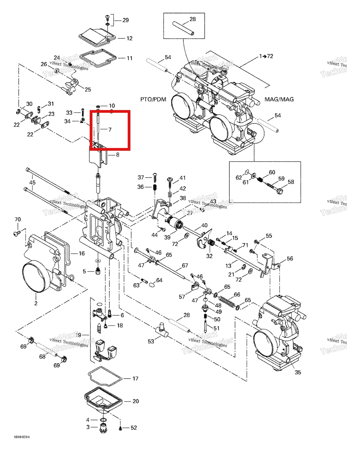 Деталь 404162016 (Деталь Jet Needle 9dhi12-58) на схеме узла 2003 Ski-Doo Summit 600 HO/700/800 HO Carburetors