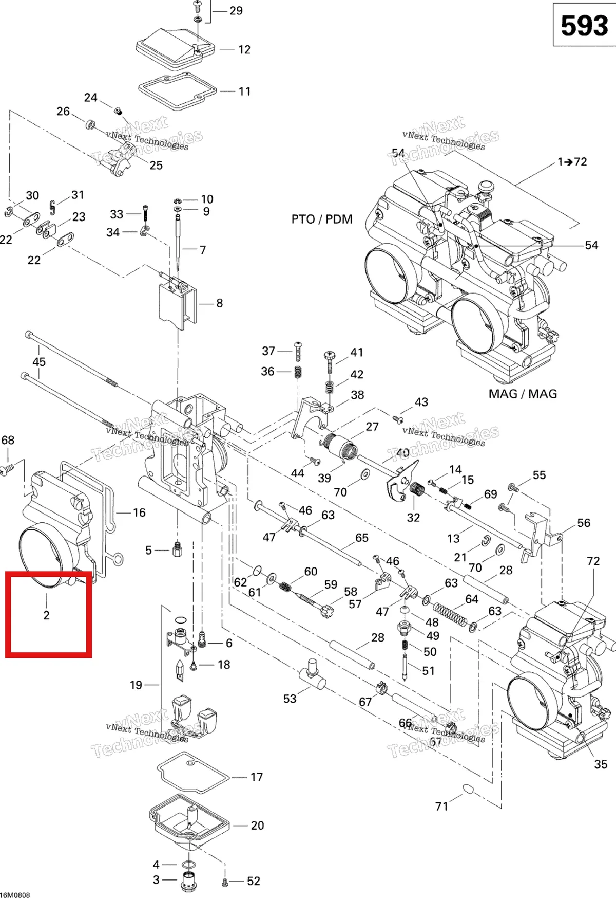 Деталь 404162017 (Деталь Funnel, Pto) на схеме узла 2008 Ski-Doo GTX SPORT 500SS Carburetor