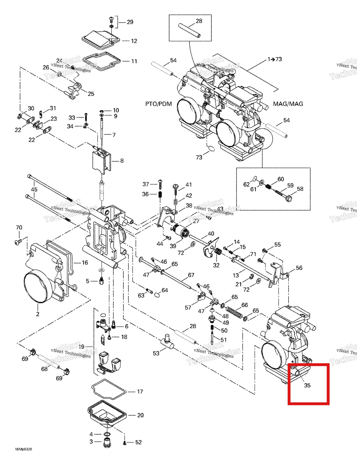 Деталь 404162021 (Деталь Funnel, Pto) на схеме узла 2003 Ski-Doo MX Z Blair Morgan Special Edition Carburetors