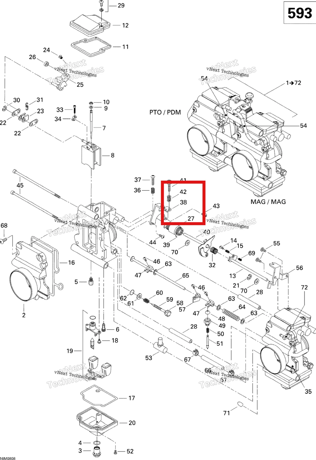 Деталь 404162022 (Держатель) на схеме узла 2008 Ski-Doo GTX SPORT 500SS Carburetor
