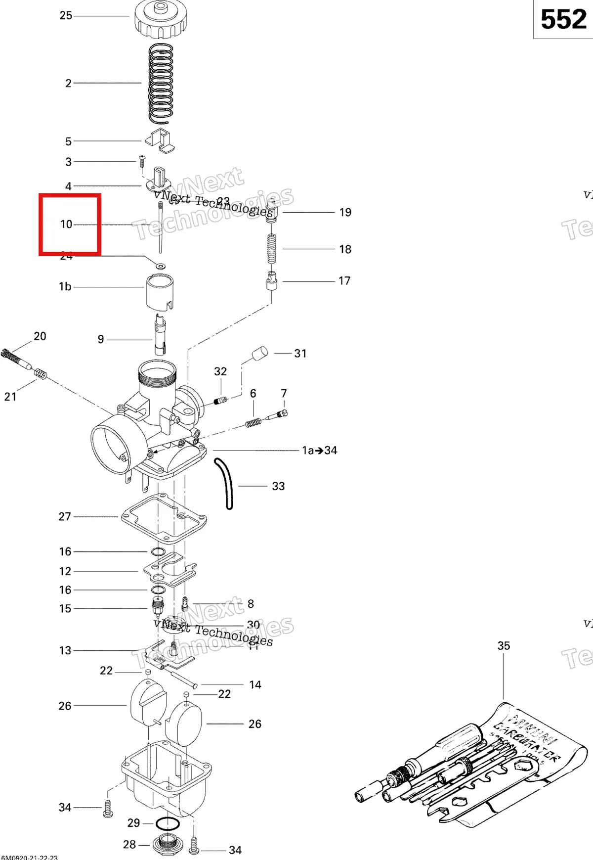 Деталь 404162032 (Деталь Needle J8-6bcy40. Safari 400_safari 400 E) на схеме узла 2009 Ski-Doo GSX Fan Carburetor