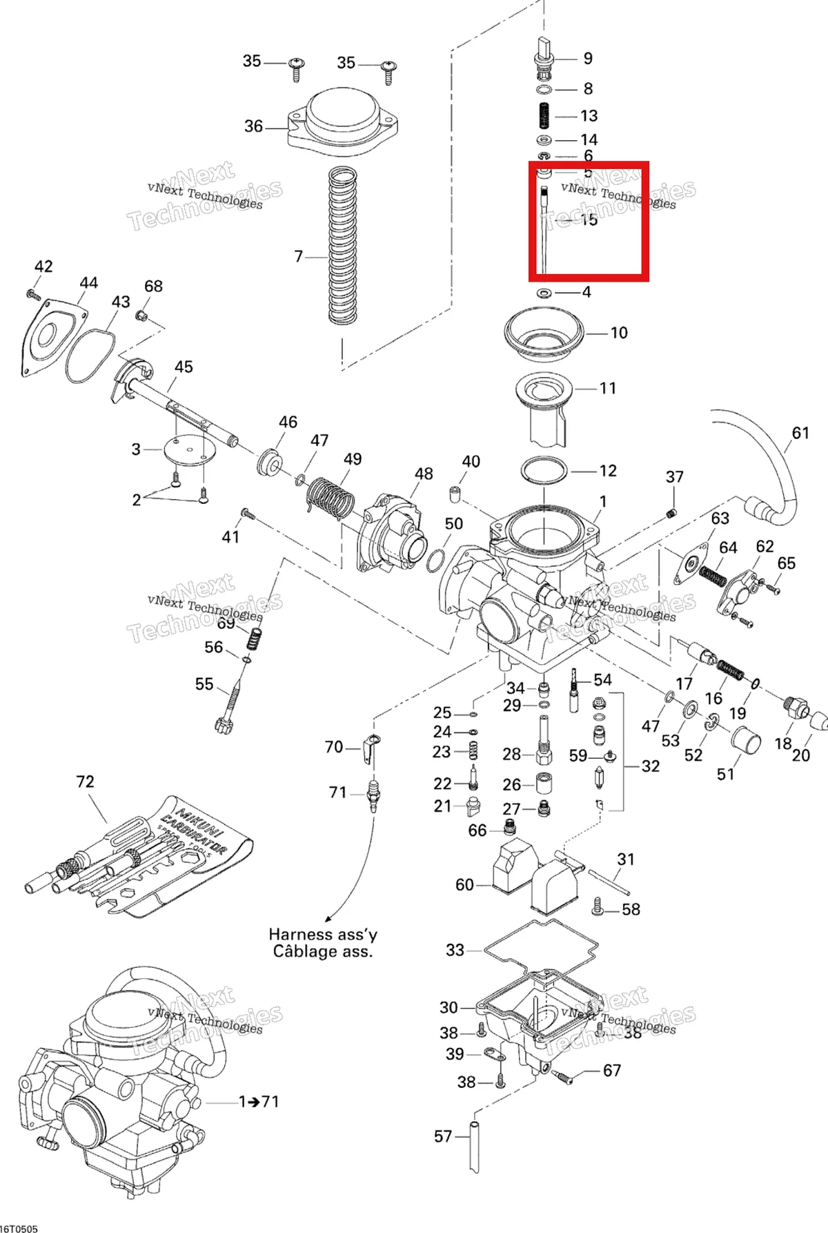 Деталь 404162052 на схеме узла 2005 Can-Am Outlander 330/400 STD 2 X 4 Carburetor