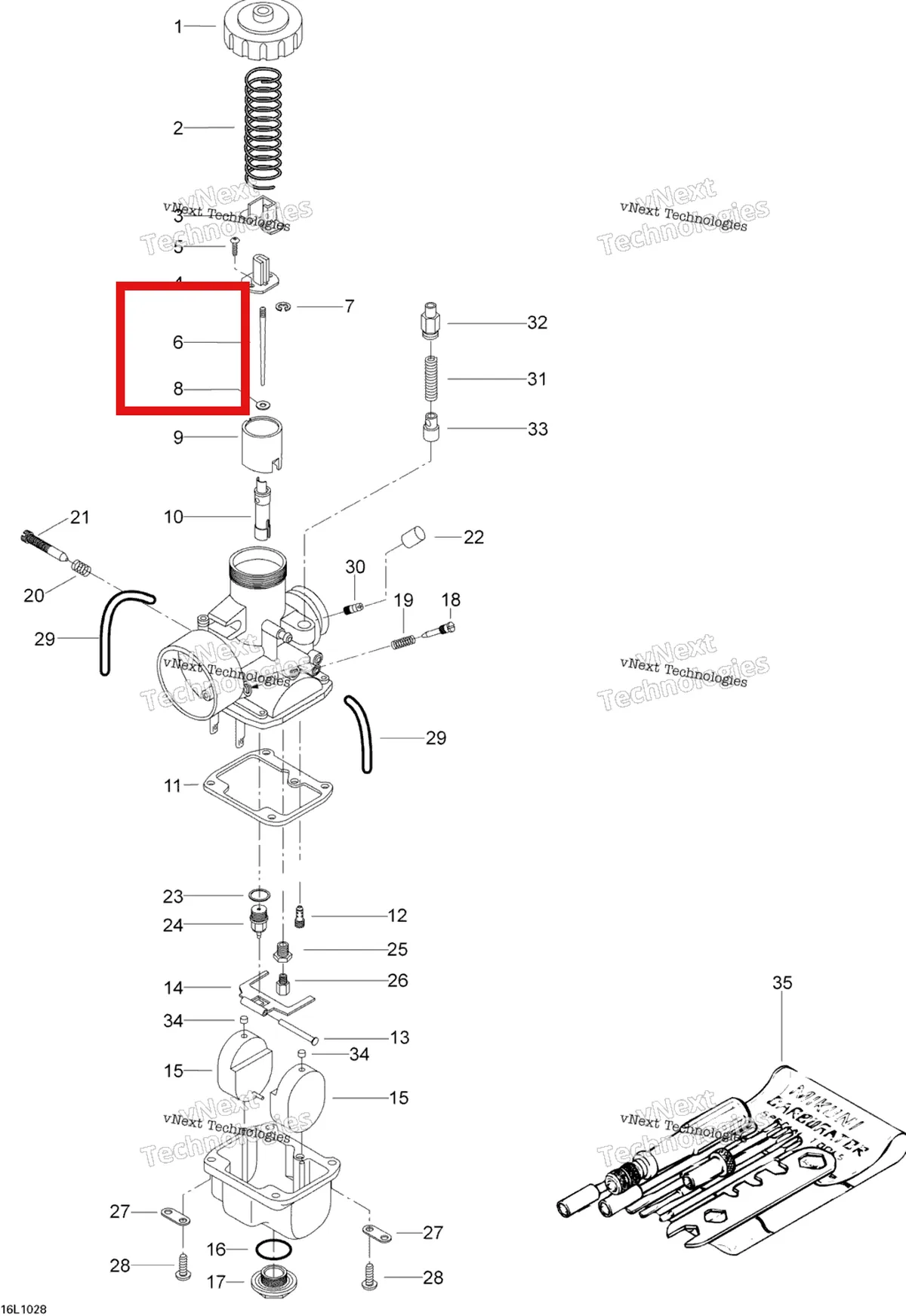 Деталь 404162064 (Деталь Jet Needle 6dgl24-3. St 600) на схеме узла 2010 Ski-Doo Skandic WT 600 Carburetor