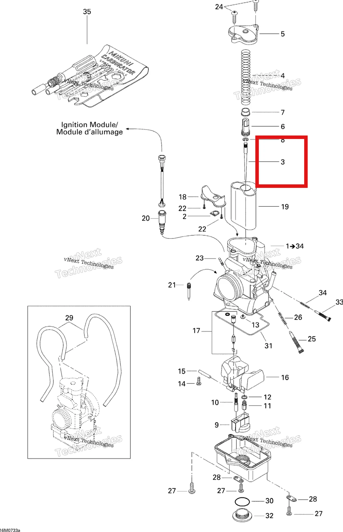 Деталь 404162065 (Деталь Jet Needle J8-6en29-61) на схеме узла 2007 Ski-Doo MX Z 440X Racing Carburetor